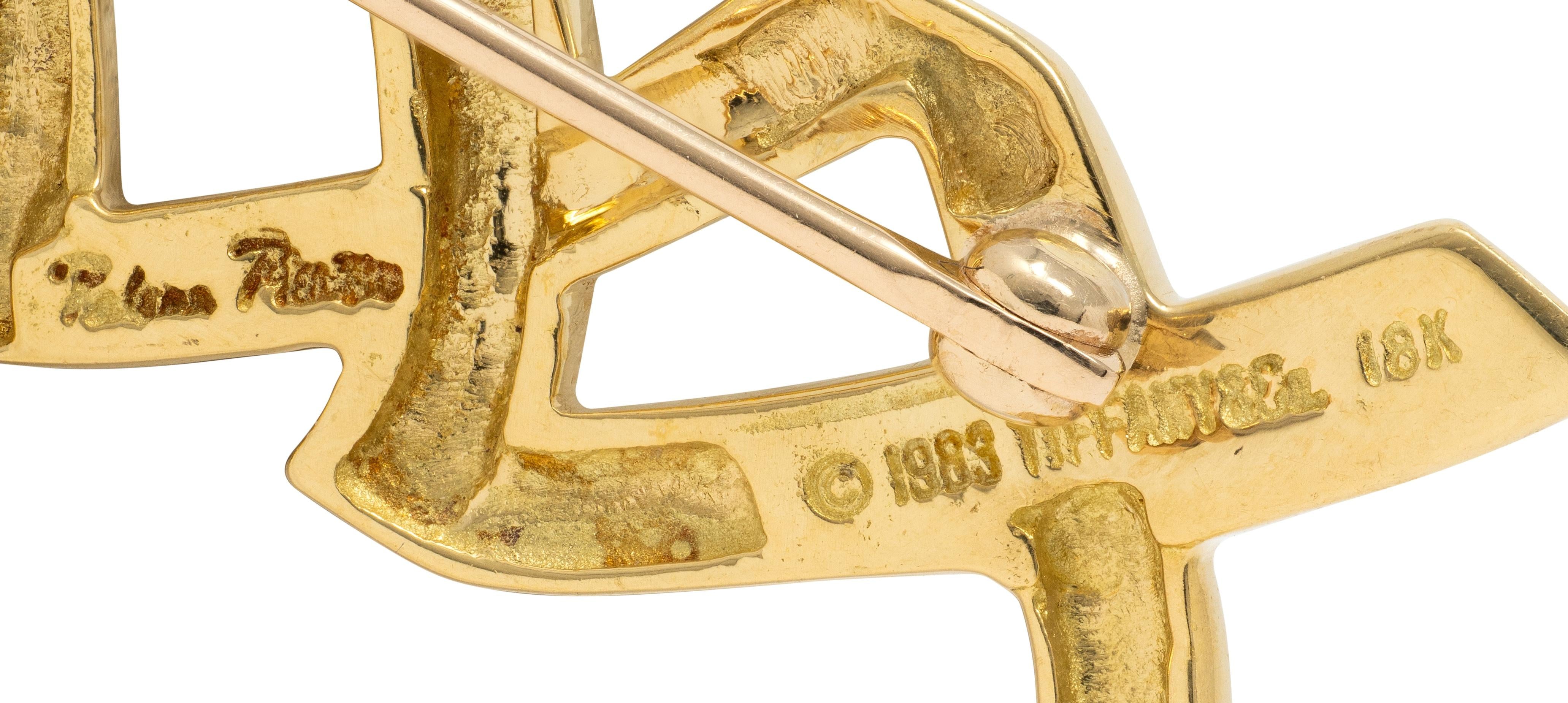 Tiffany & Co. Paloma Picasso 1983 18 Karat Yellow Gold XO Vintage Brooch