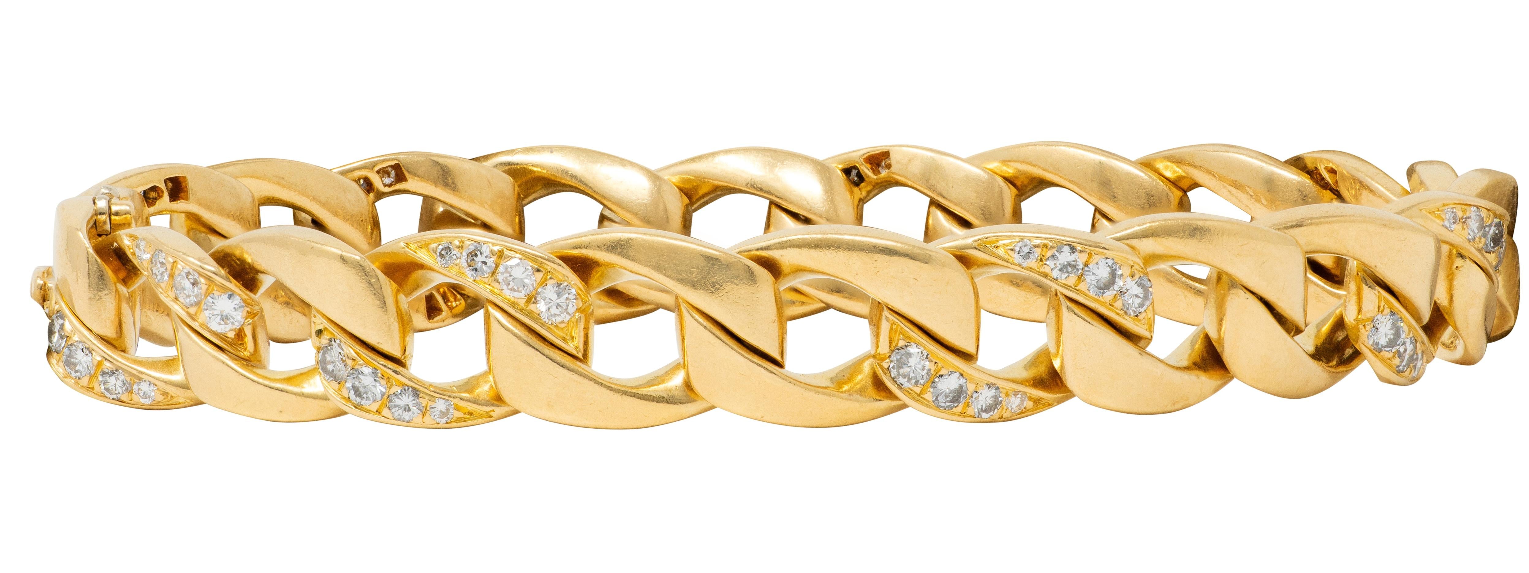 Cartier Paris Georges LEnfant Diamond 18K Gold Vintage Curb Link Unisex Bracelet