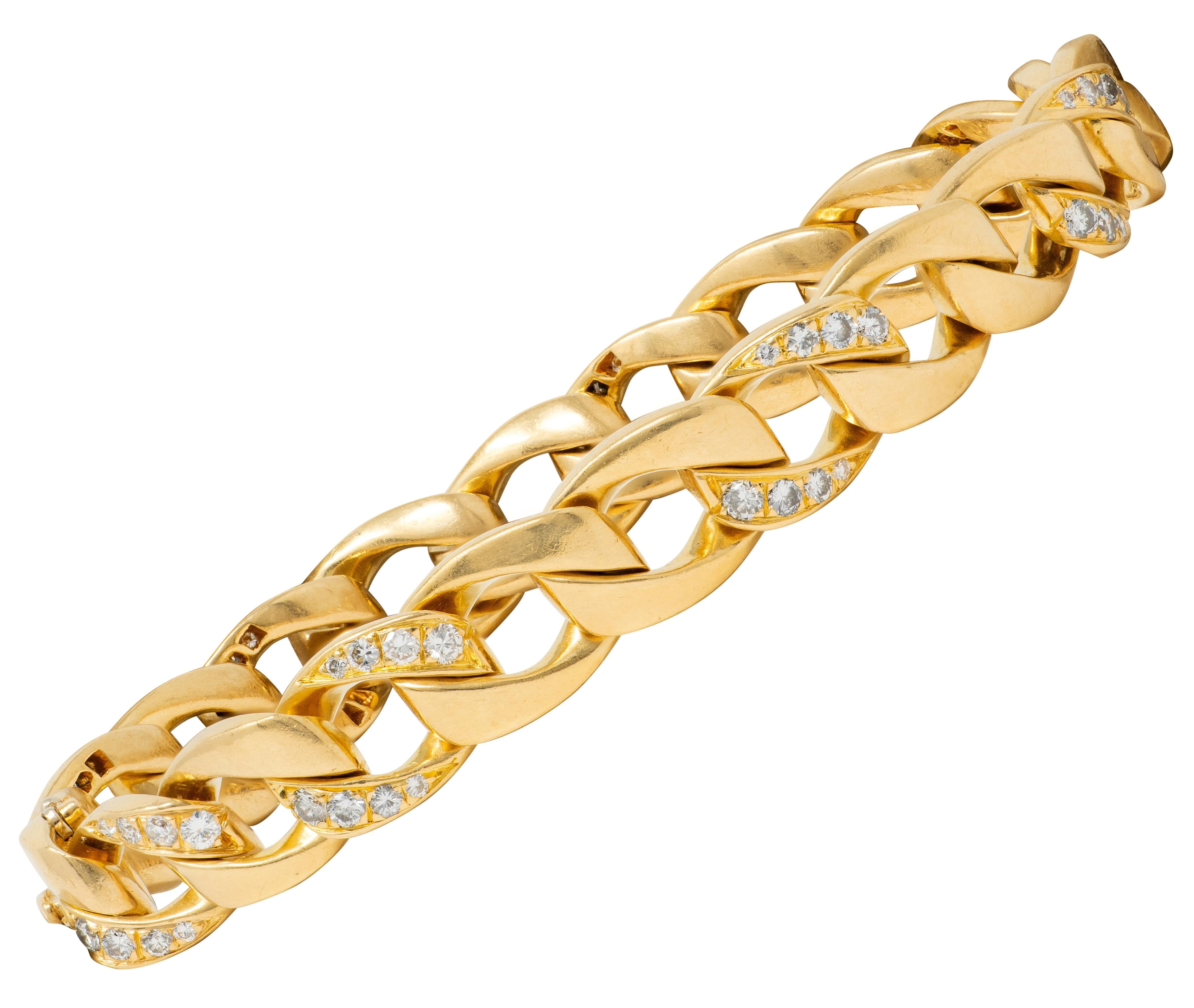 Cartier Paris Georges LEnfant Diamond 18K Gold Vintage Curb Link Unisex Bracelet