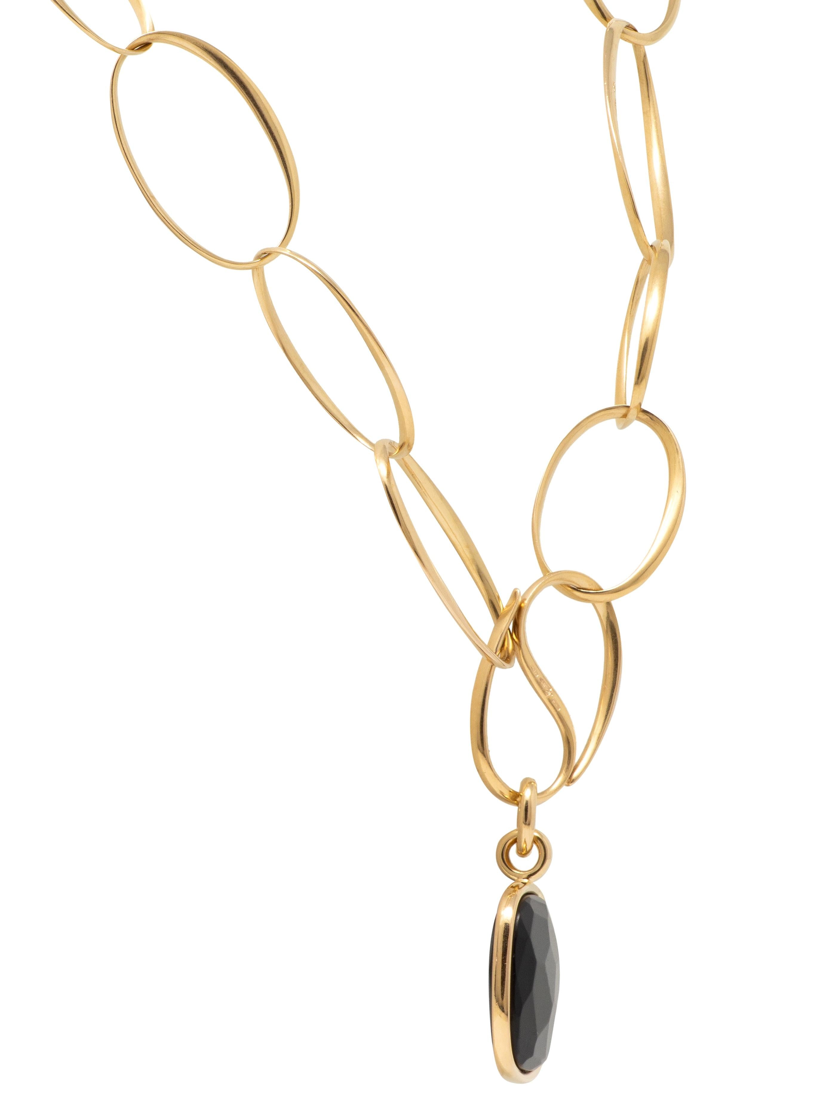 Pomellato 2000's Black Jade 18 Karat Yellow Gold Capri Pendant Necklace