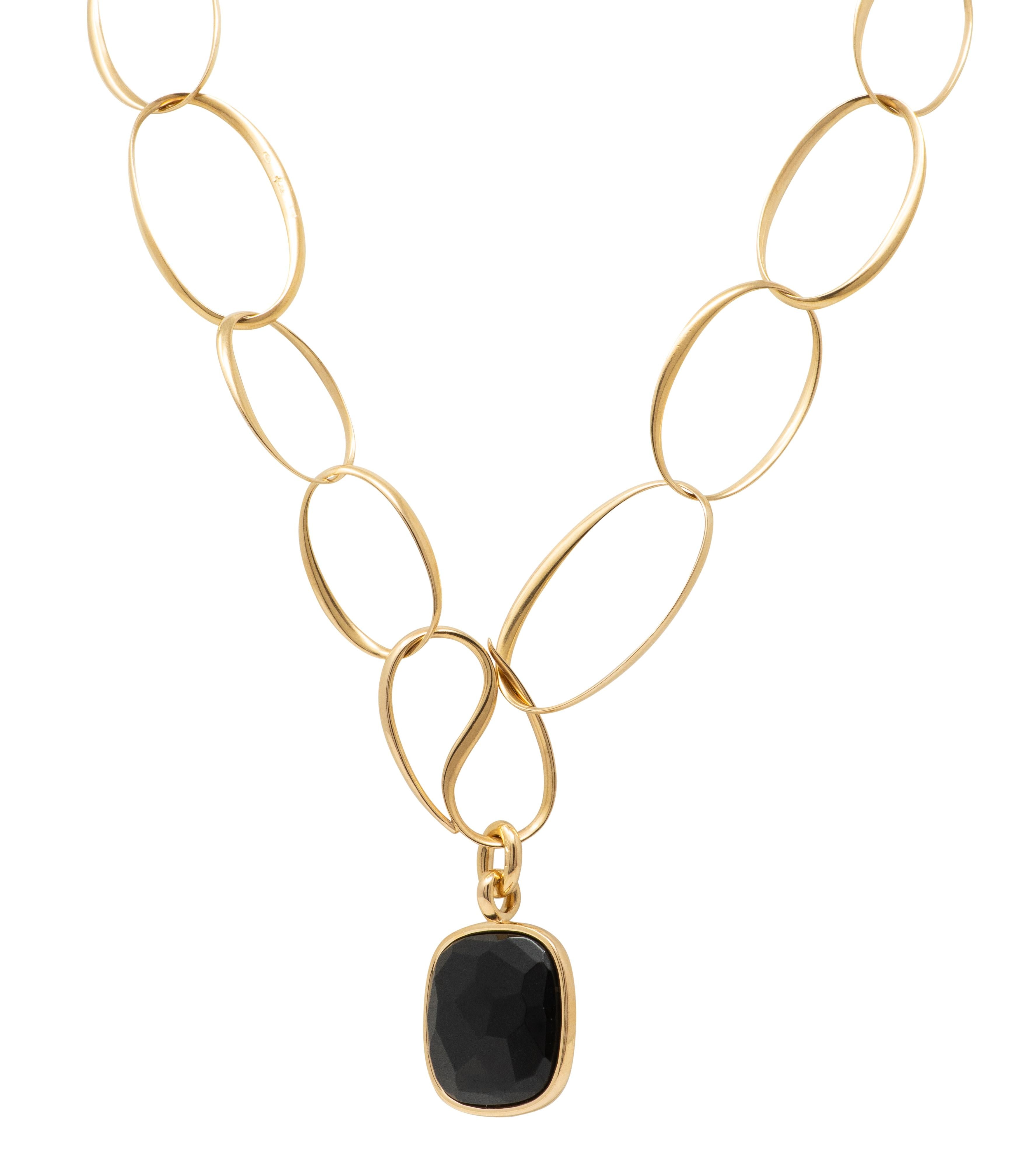 Pomellato 2000's Black Jade 18 Karat Yellow Gold Capri Pendant Necklace