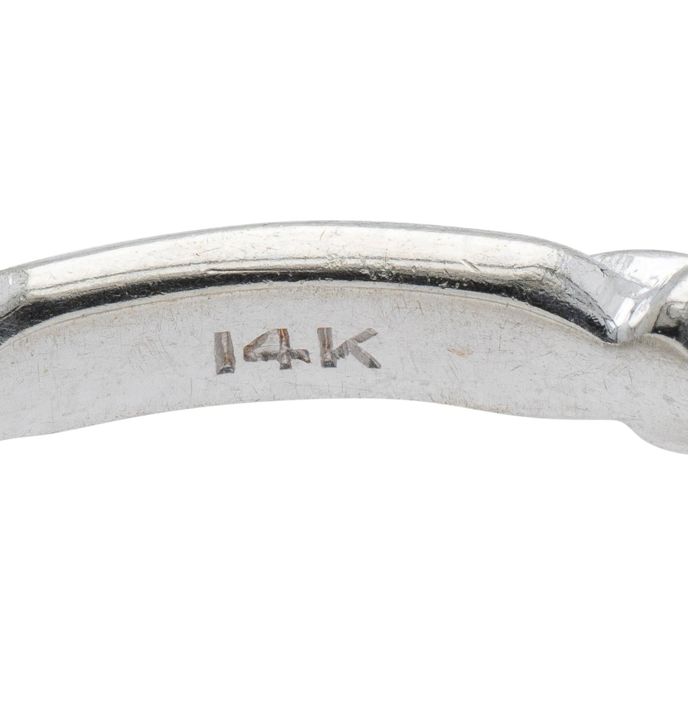Art Deco 14 Karat White Gold Vintage Buckle Wedding Band Ring