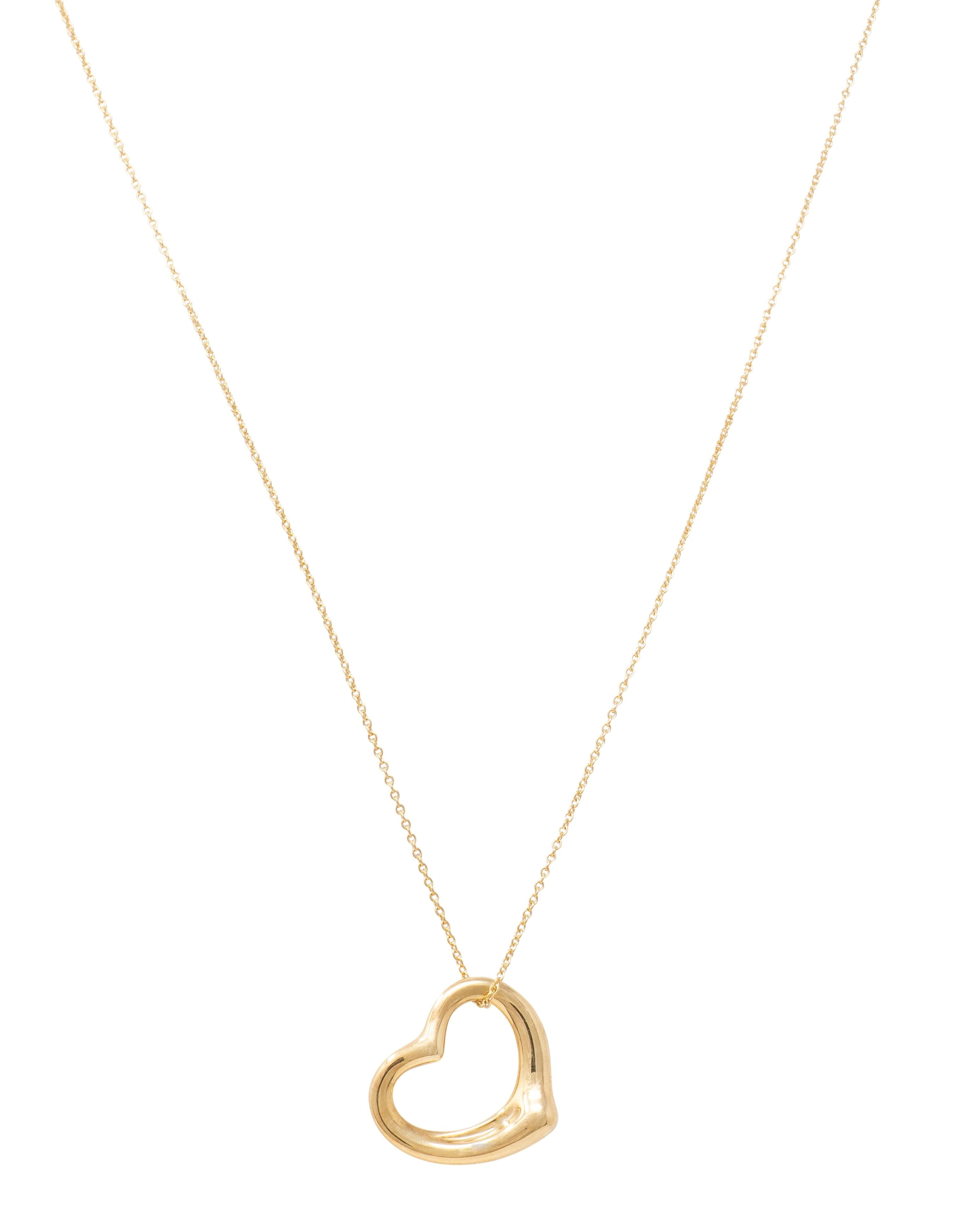 Tiffany & Co. Elsa Peretti 18 Karat Yellow Gold Open Heart Pendant Necklace