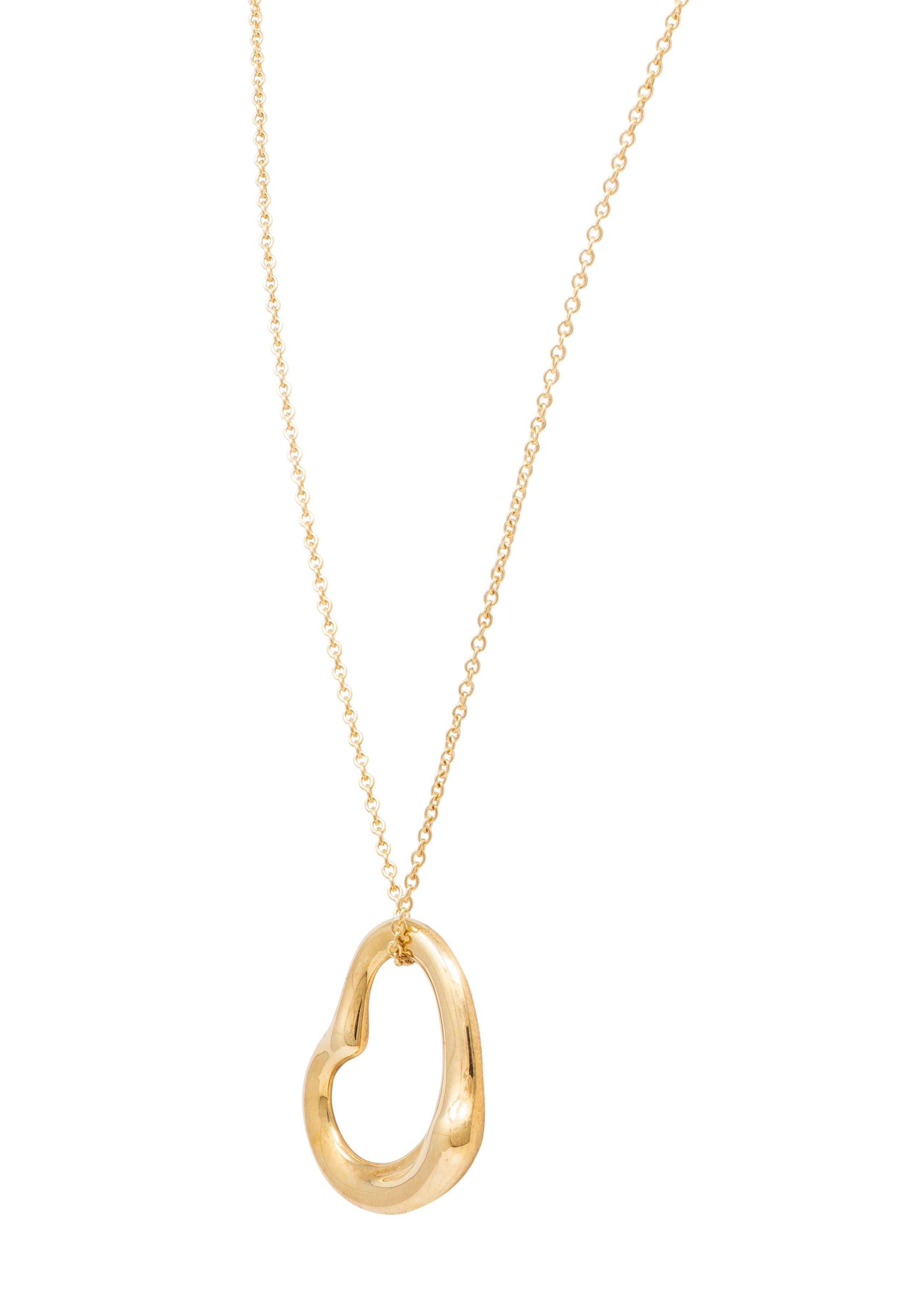Tiffany & Co. Elsa Peretti 18 Karat Yellow Gold Open Heart Pendant Necklace