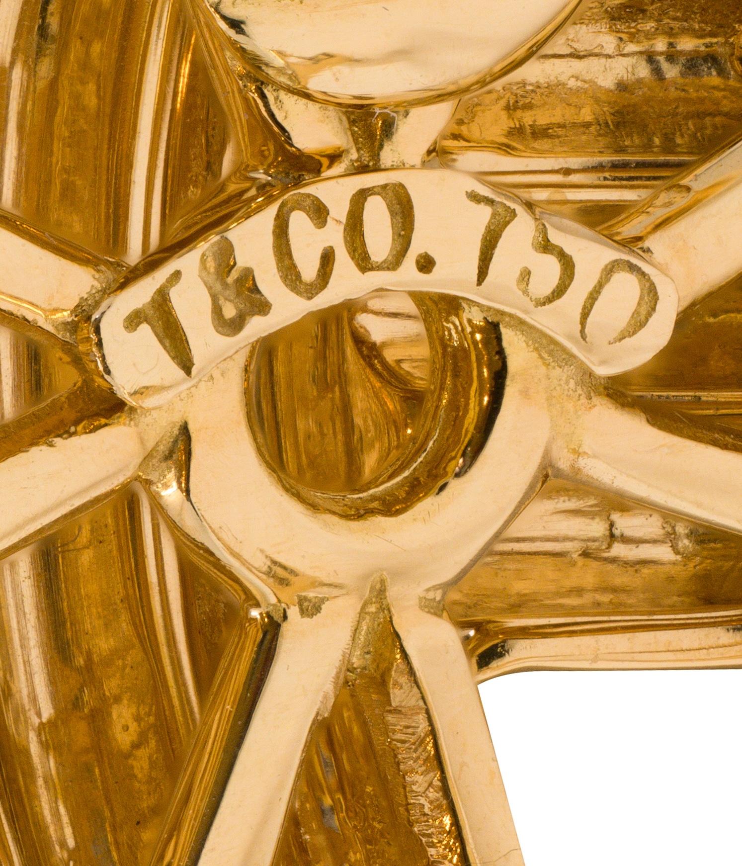 Tiffany & Co. 1990's 18K Yellow Gold Fluted X Kiss Vintage Ear-Clip Earrings