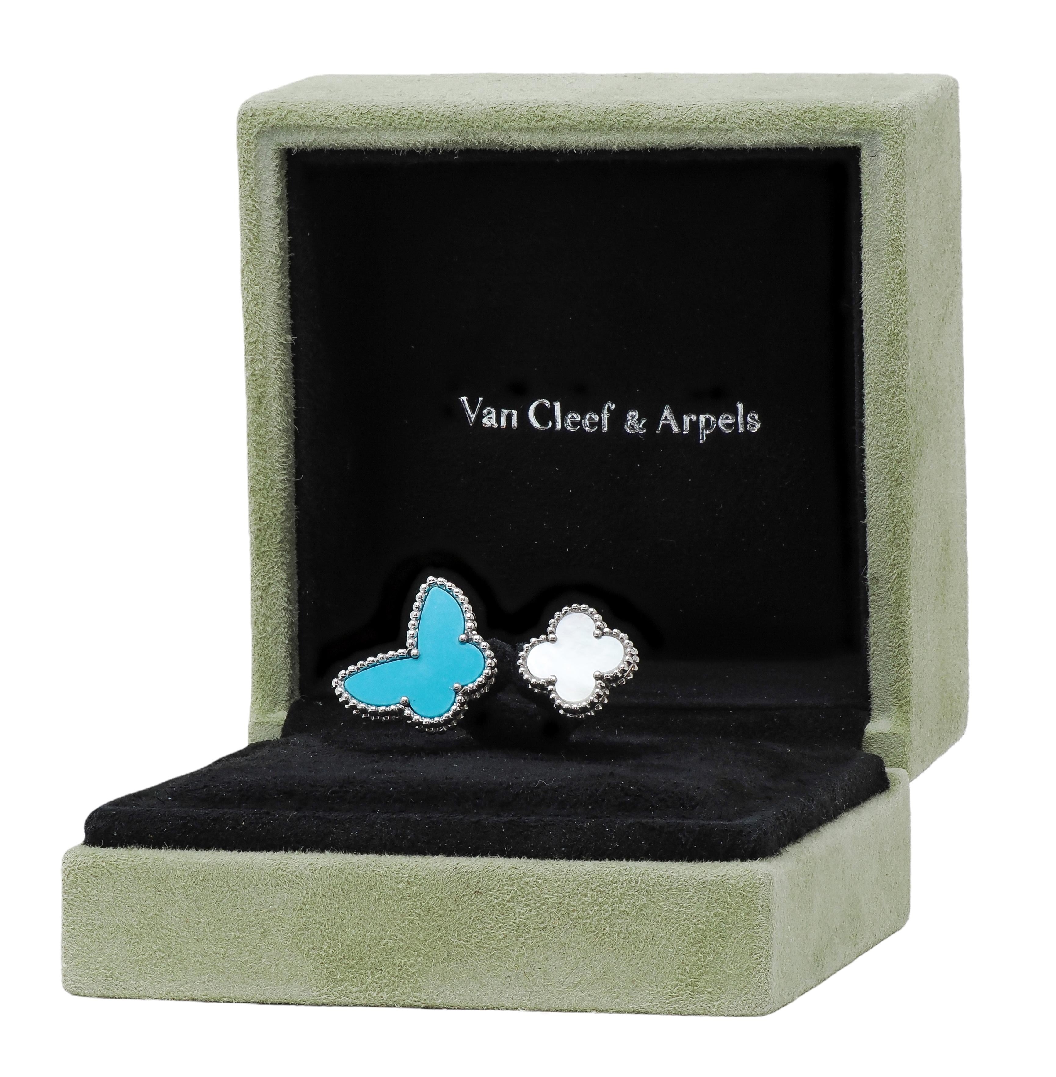 Van Cleef & Arpels Turquoise Mother-Of-Pearl 18K Lucky Alhambra Butterfly Ring
