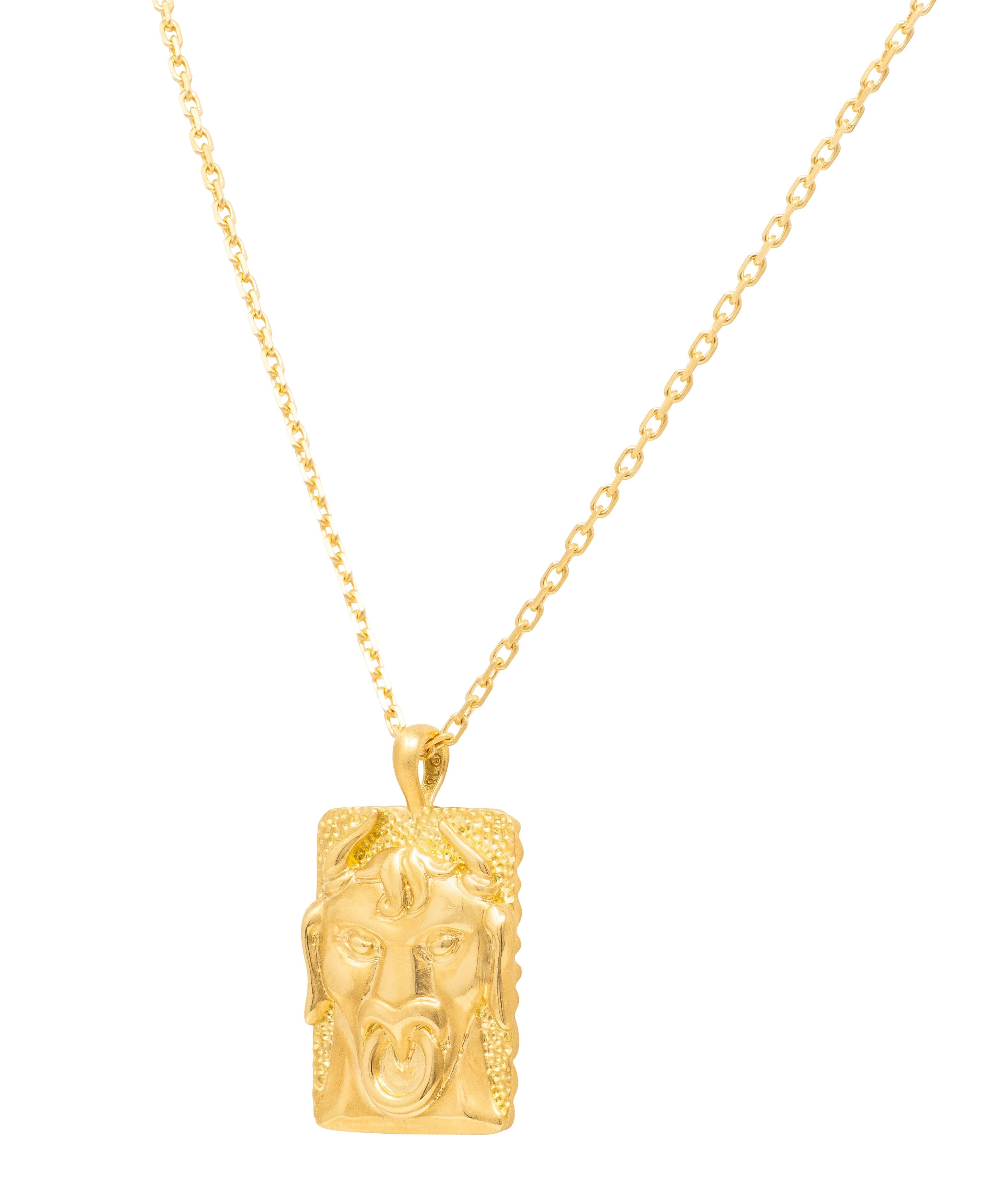 David Webb Contemporary 18 Karat Yellow Gold Taurus Zodiac Pendant Necklace
