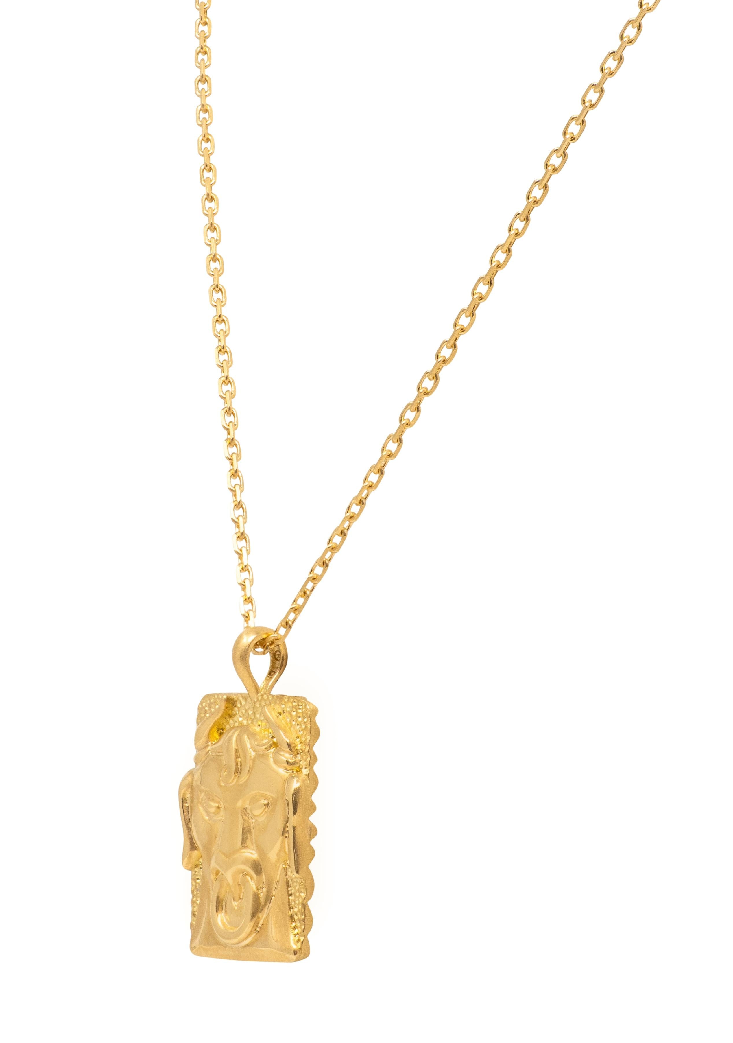 David Webb Contemporary 18 Karat Yellow Gold Taurus Zodiac Pendant Necklace