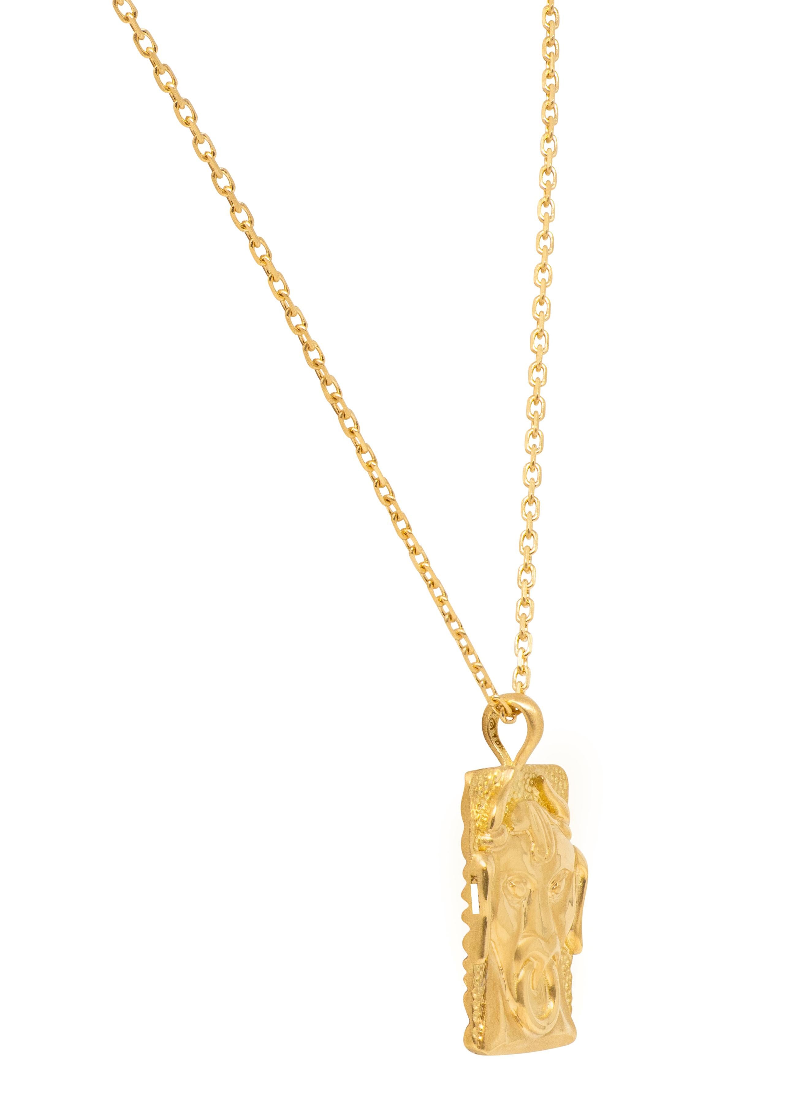David Webb Contemporary 18 Karat Yellow Gold Taurus Zodiac Pendant Necklace