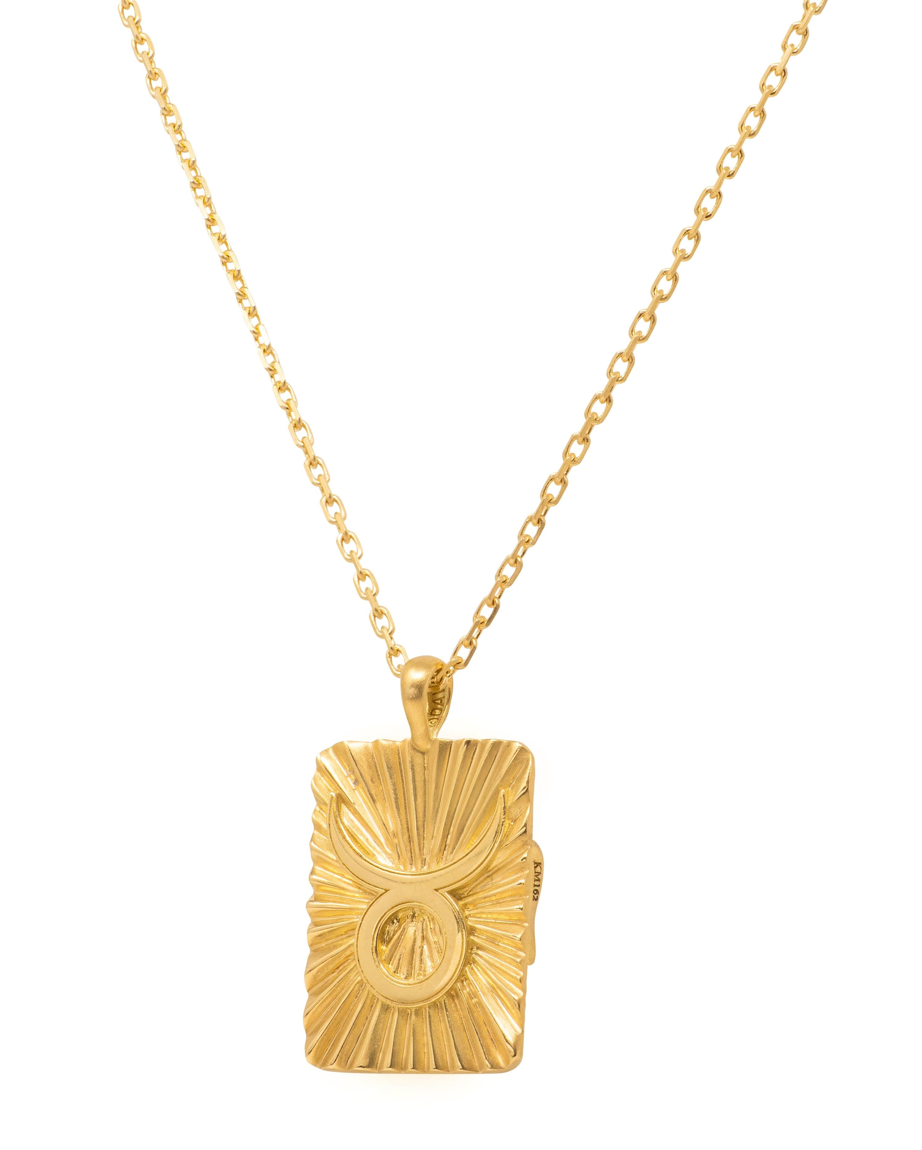 David Webb Contemporary 18 Karat Yellow Gold Taurus Zodiac Pendant Necklace