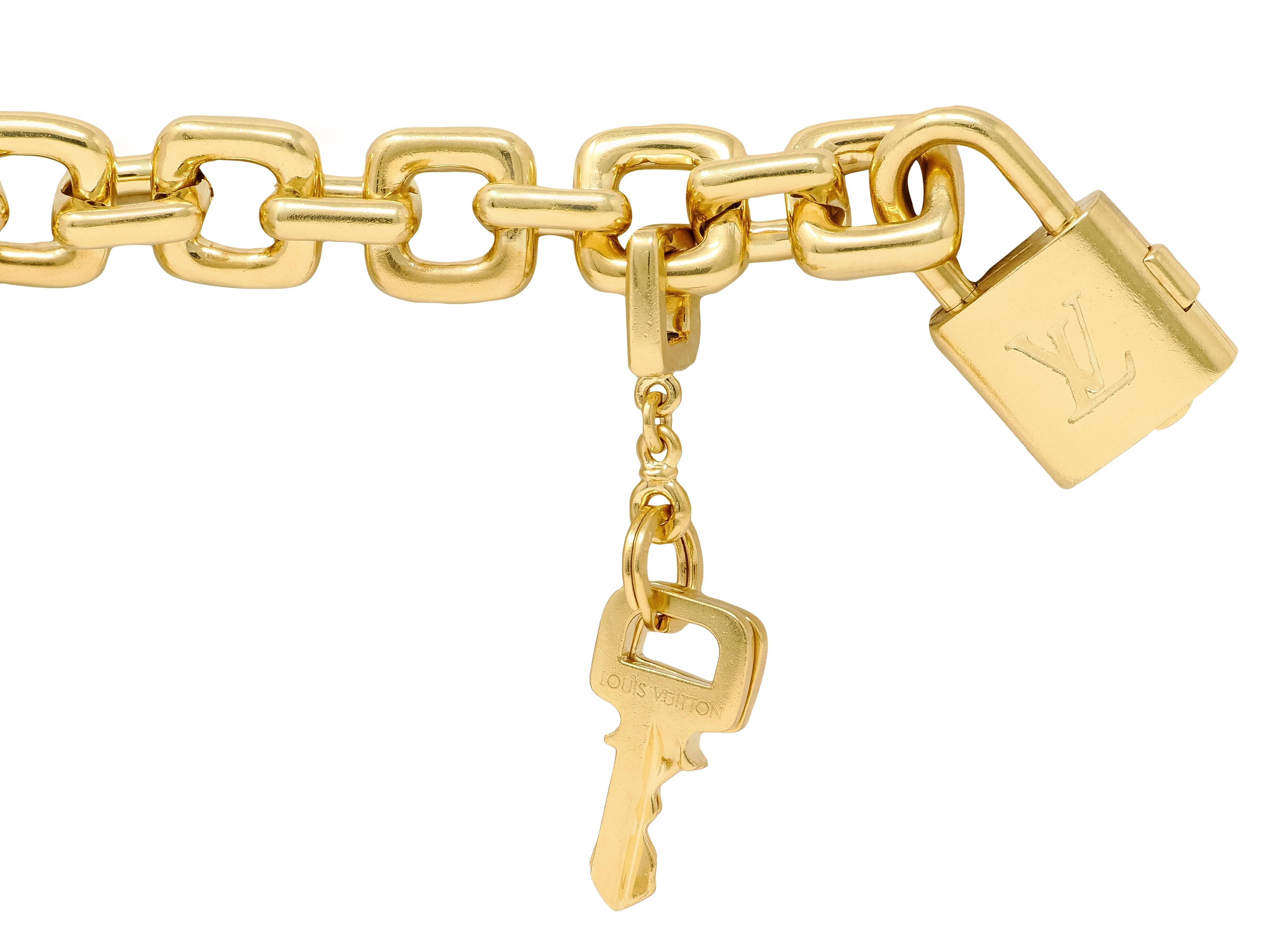 Louis Vuitton Paris Contemporary 18 Karat Yellow Gold Lock & Key Link Bracelet