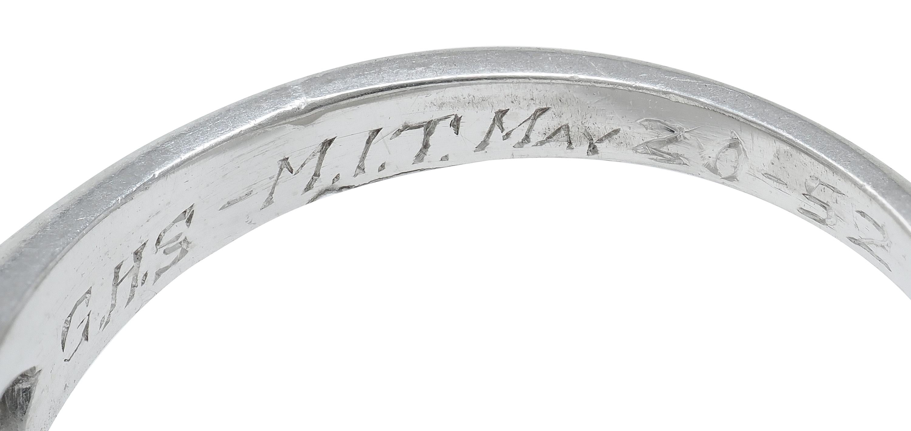 Mid-Century 1952 Diamond Platinum Knife Edge Vintage Engagement Ring