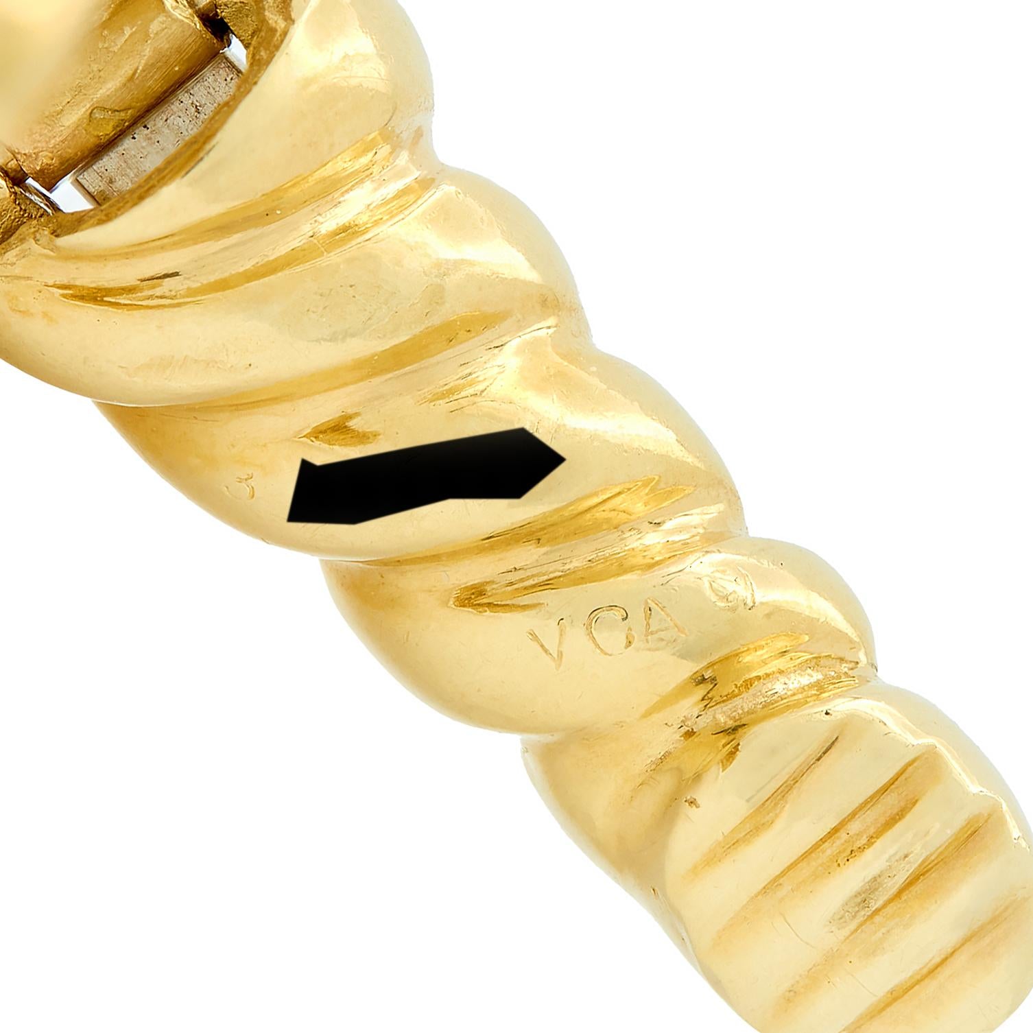 Van Cleef & Arpels 1980's 18K Gold Vintage Twist J-Hoop Ear-Clip Earrings