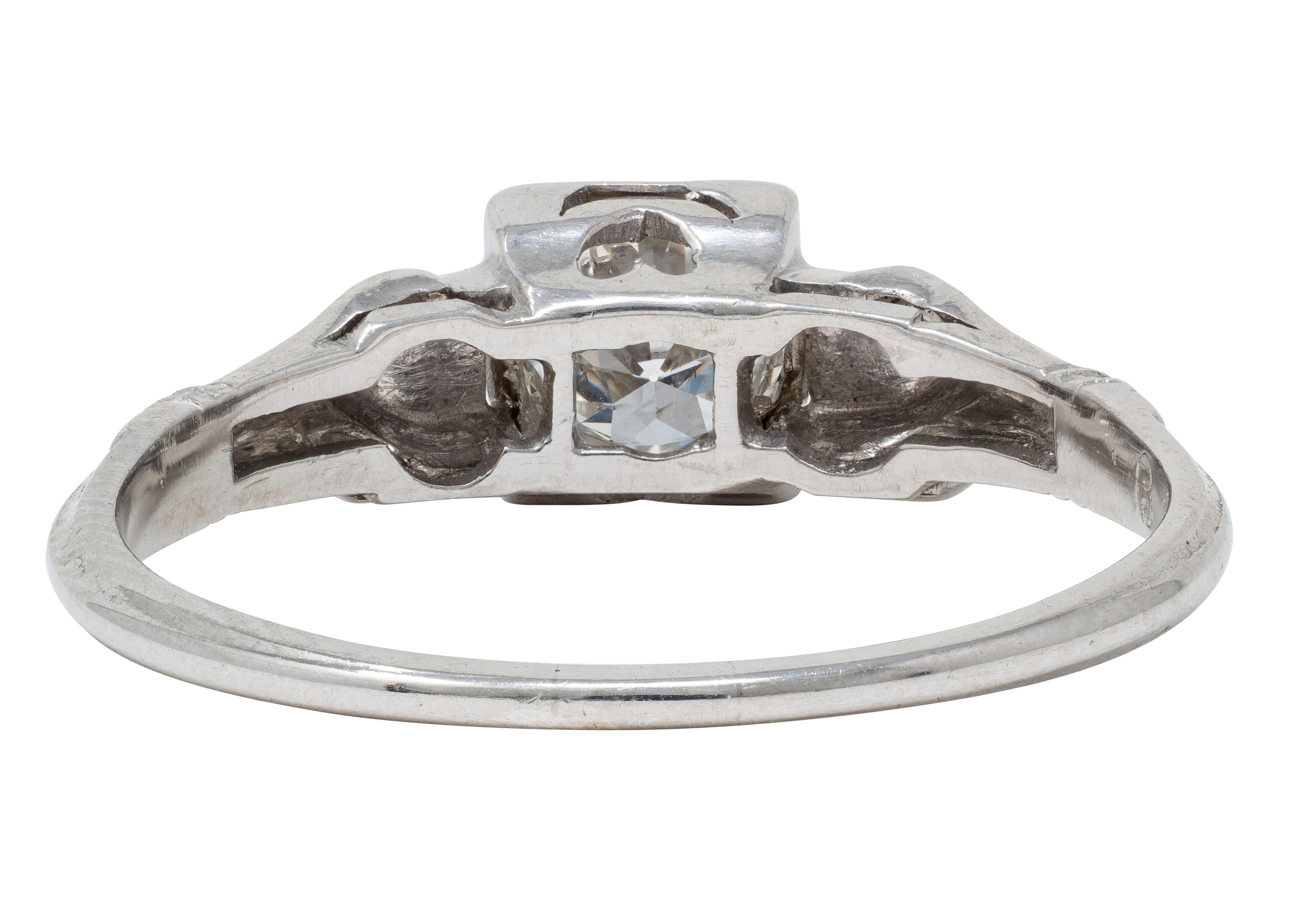 Art Deco Byard Brogan 0.36 CTW Diamond Platinum Square Form Engagement Ring