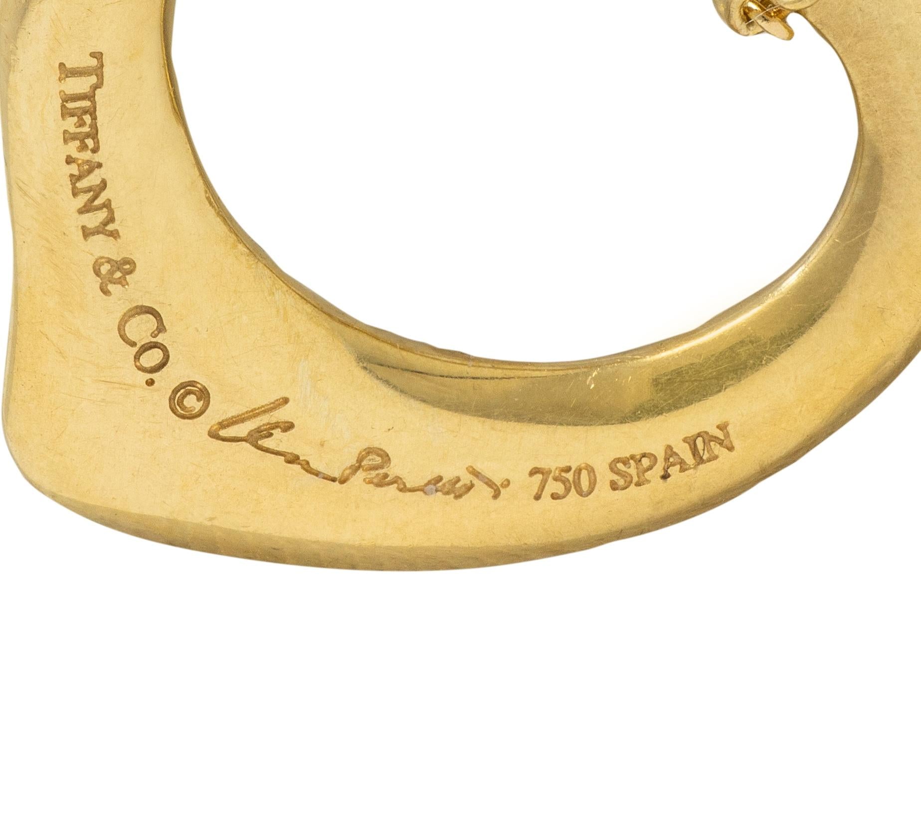 Tiffany & Co. 1990's 18 Karat Yellow Gold Vintage Small Open Heart Necklace