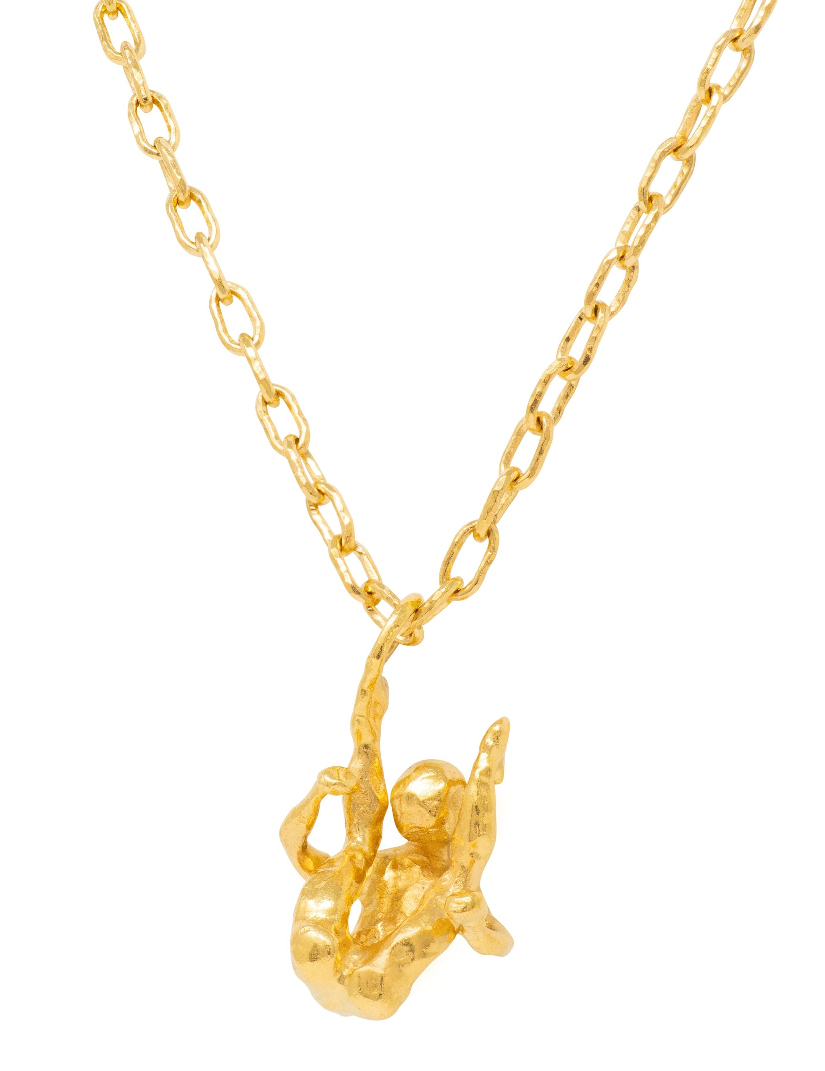 Cartier Jean Mahie French 22K Gold Vintage Erotic Brutalist Acrobat Necklace