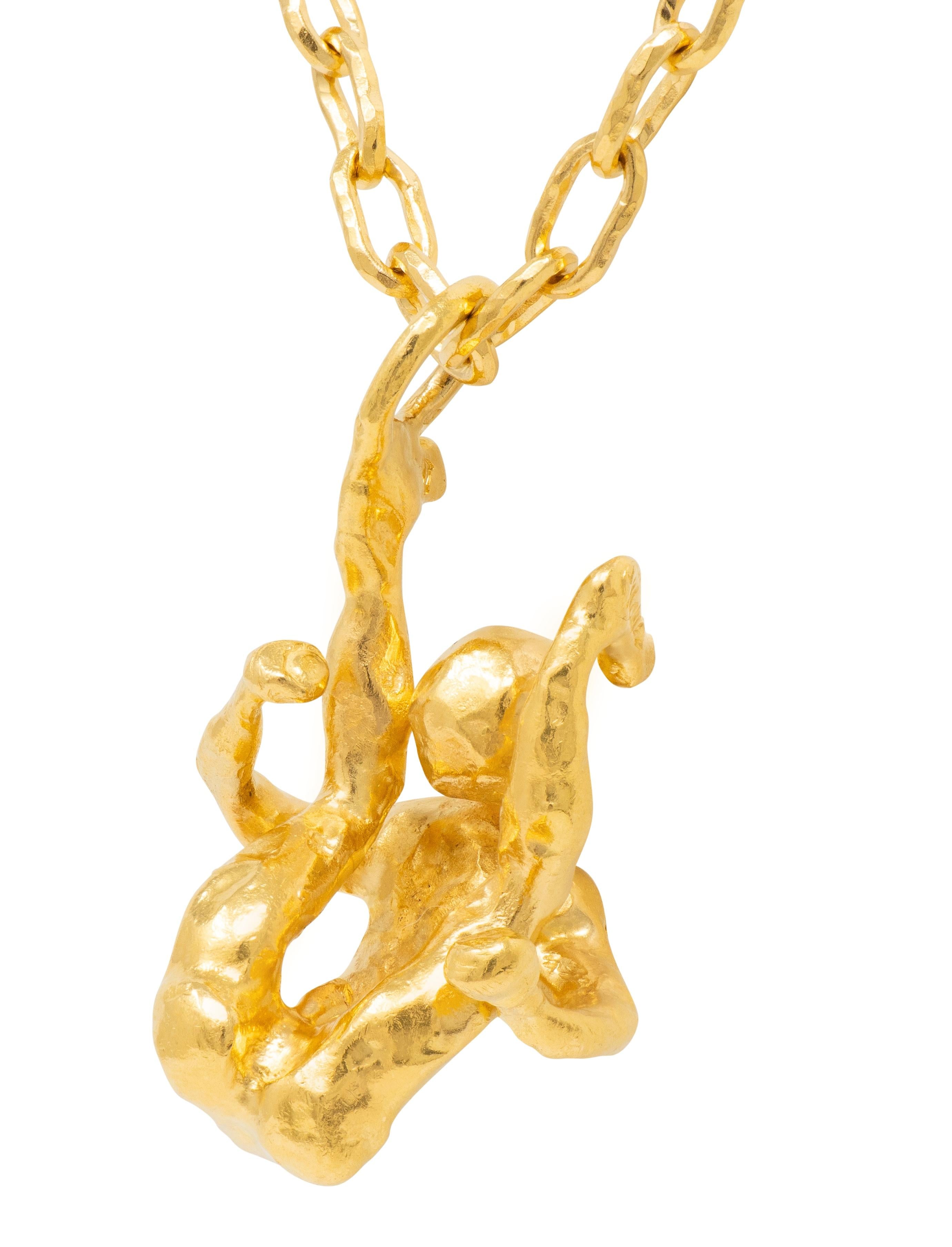 Cartier Jean Mahie French 22K Gold Vintage Erotic Brutalist Acrobat Necklace