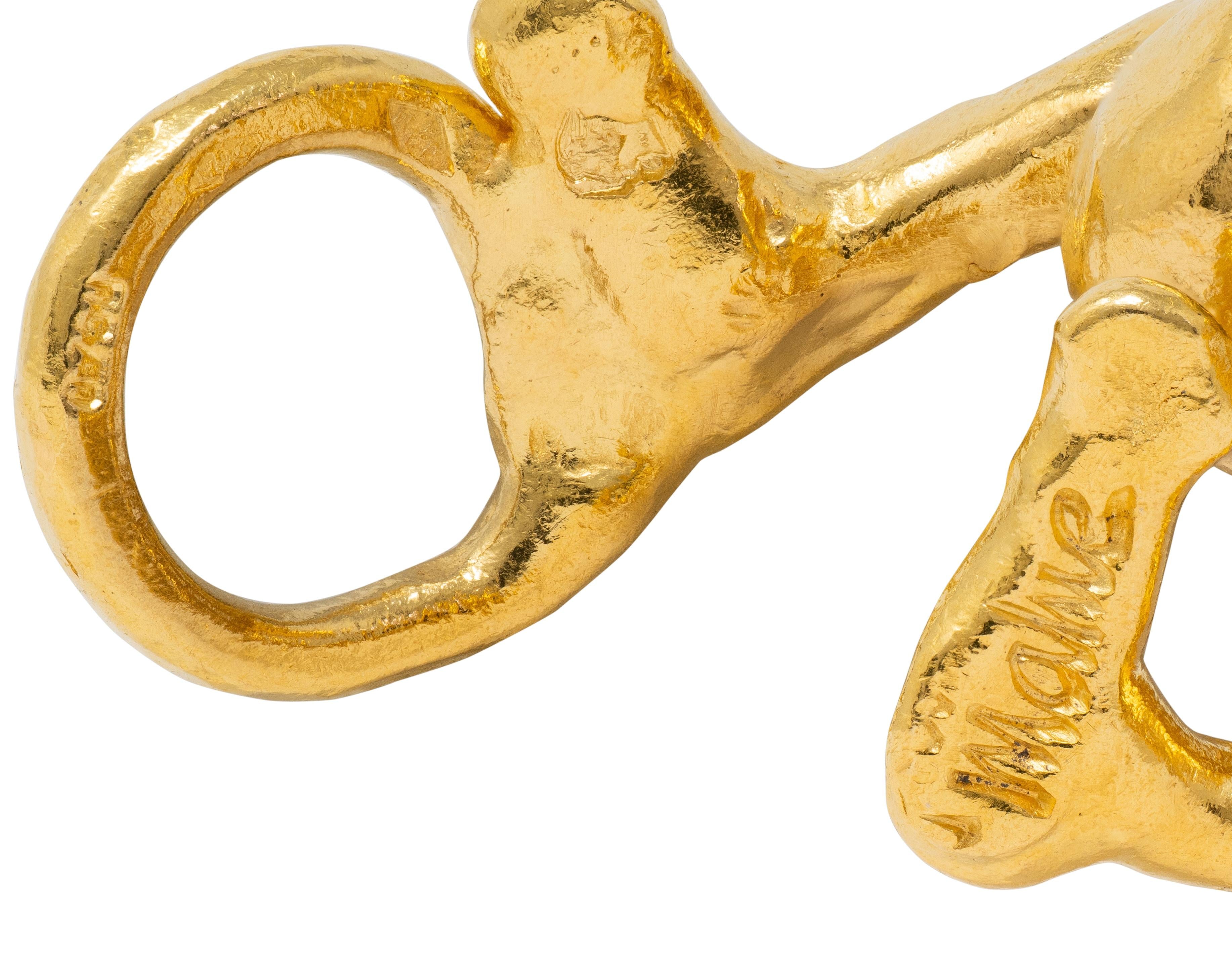 Cartier Jean Mahie French 22K Gold Vintage Erotic Brutalist Acrobat Necklace