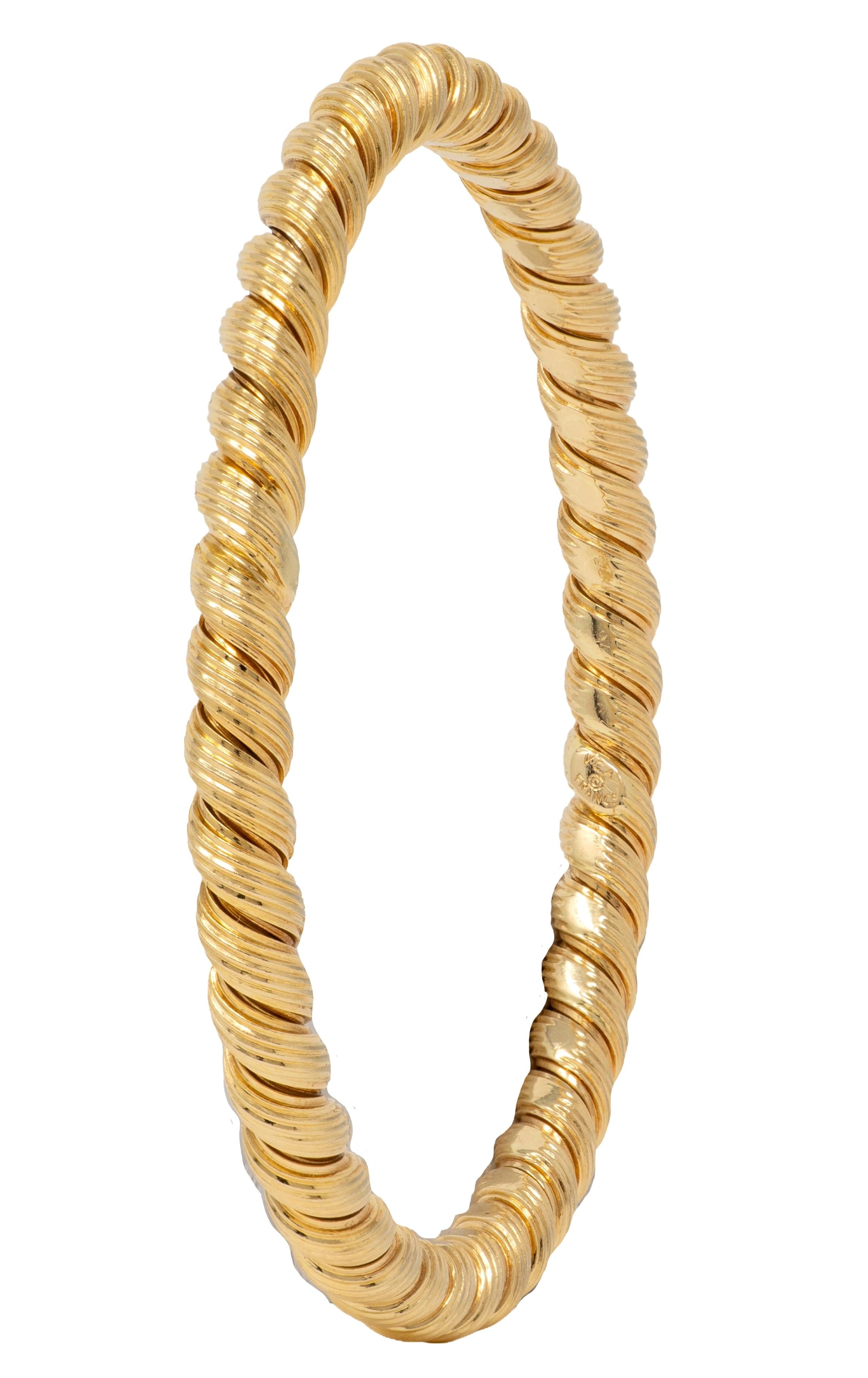 Van Cleef & Arpels 1960's 18K Yellow Gold Vintage Twisted Rope Bangle Bracelet