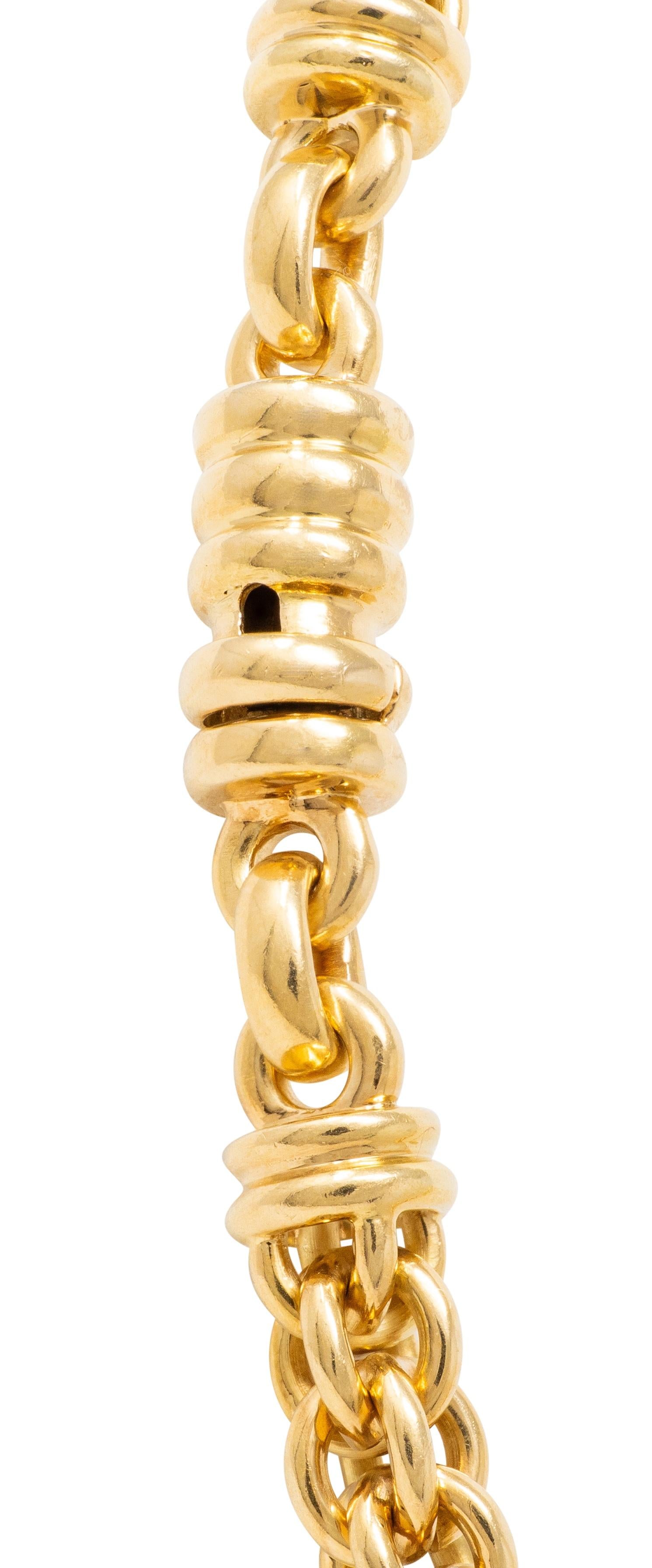 Bulgari 1980's Multi-Gem 18K YG 18K Gold Vintage Three Stone Station Necklace