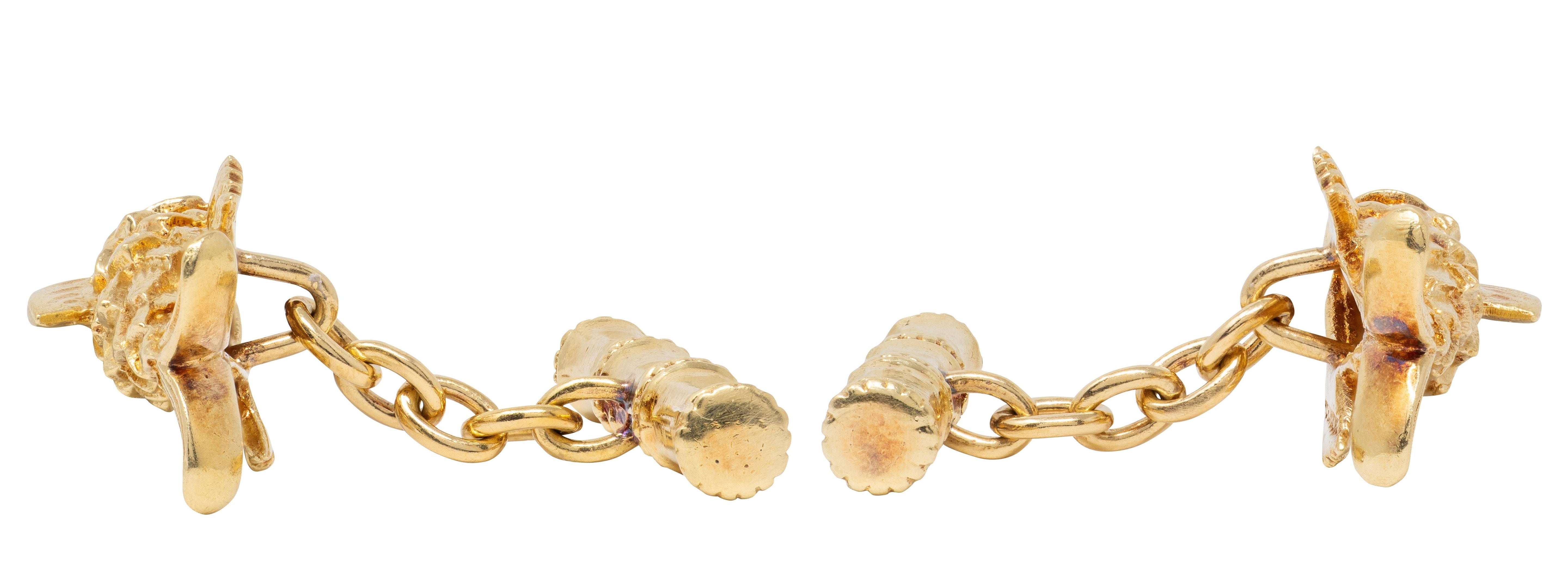 Tiffany & Co. Jean Schlumberger 1960's Sapphire 18K Gold Vintage Fish Cufflinks