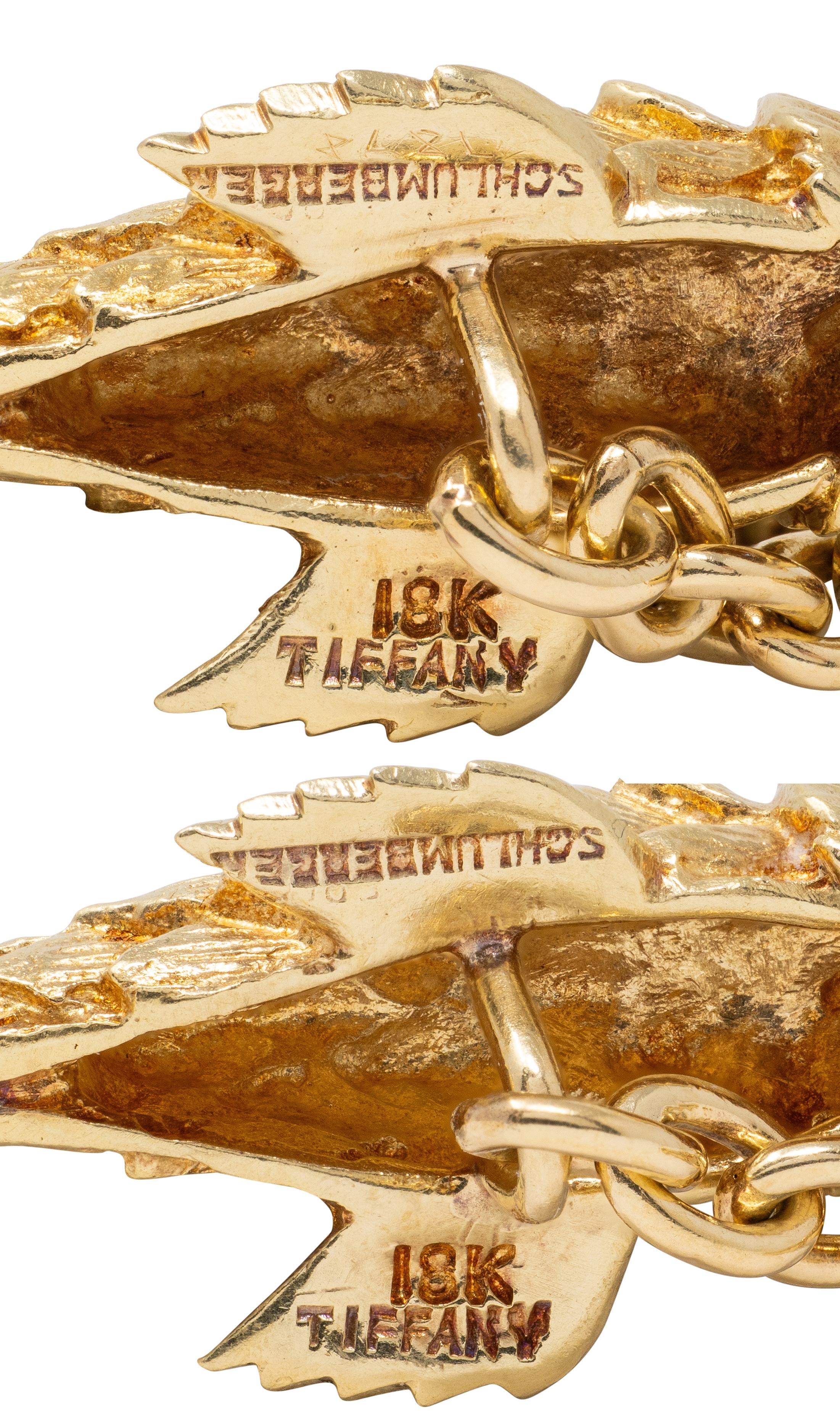 Tiffany & Co. Jean Schlumberger 1960's Sapphire 18K Gold Vintage Fish Cufflinks