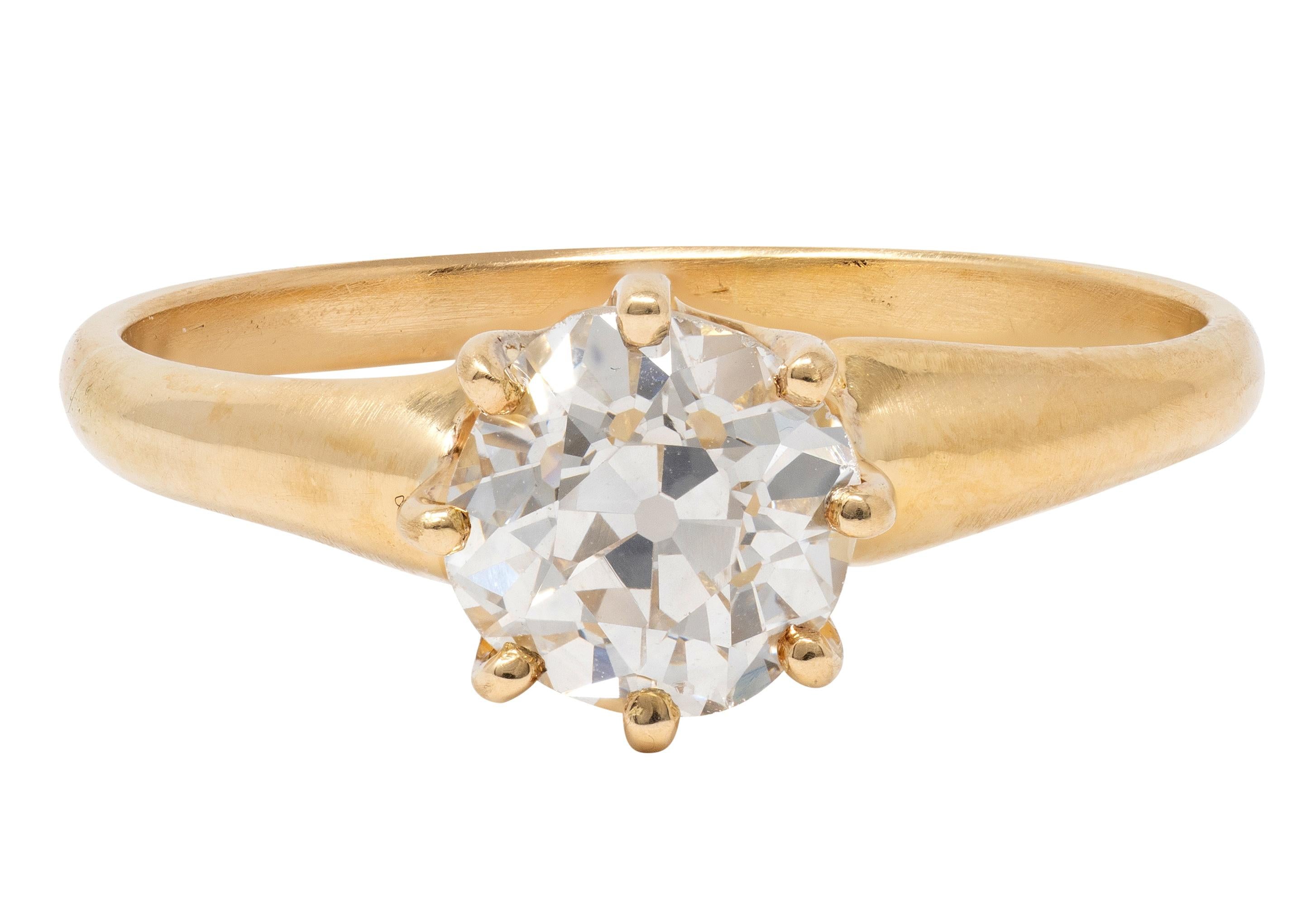Victorian Old European Cut Diamond 18K Gold Antique Solitaire Engagement Ring