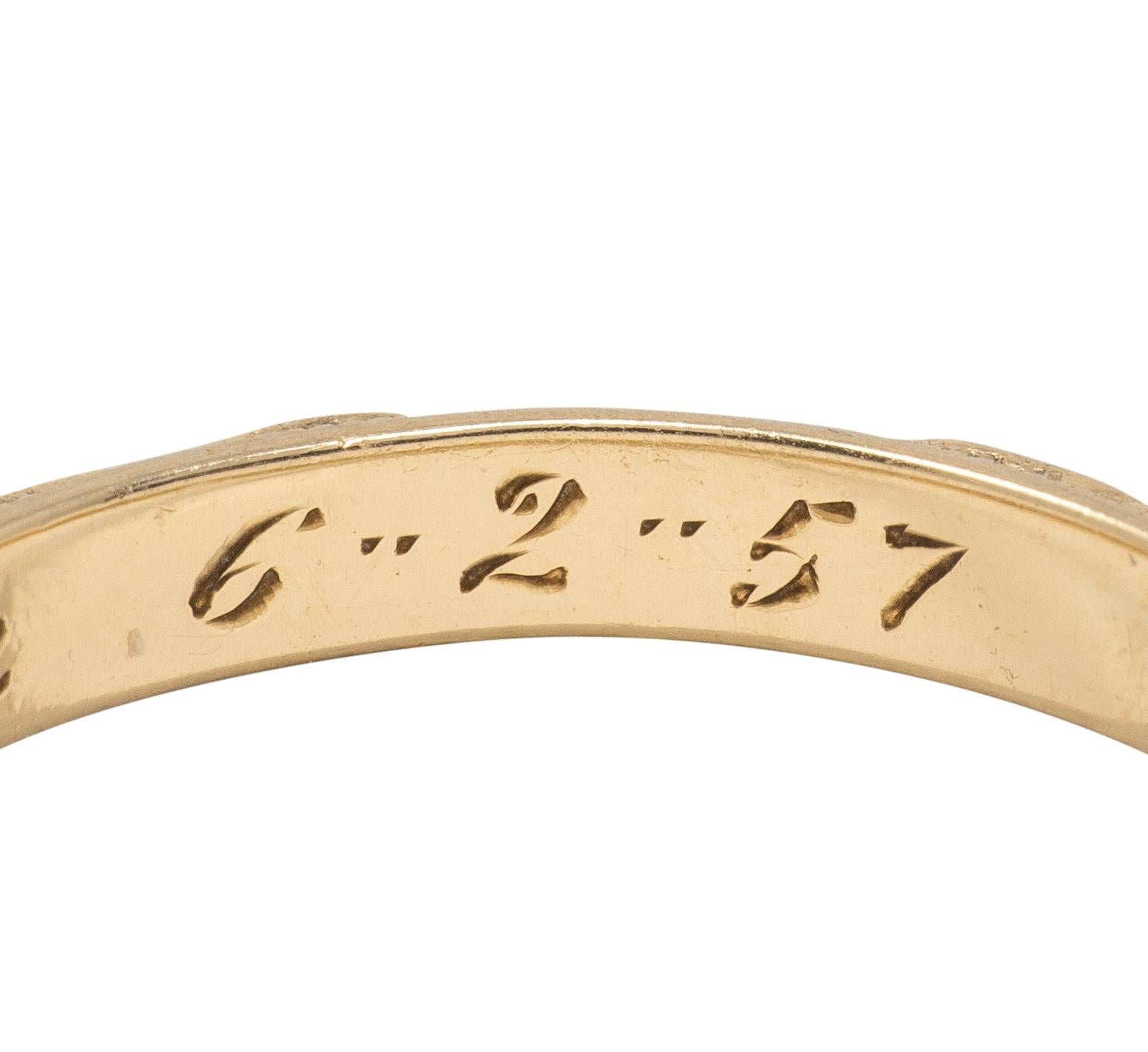 1957 14 Karat Two-Tone Gold Vintage Orange Blossom Band Ring