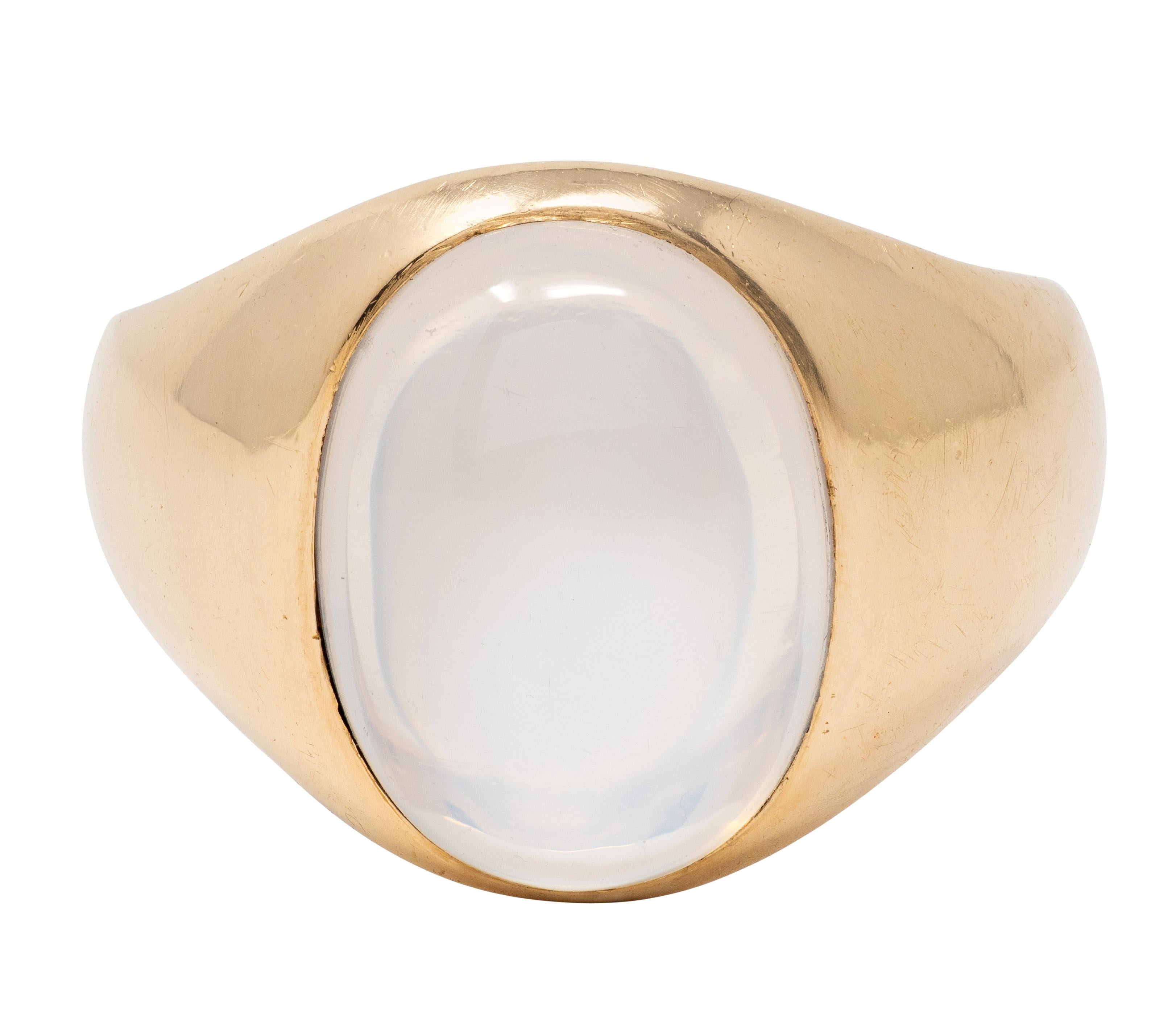 Victorian Moonstone 14 Karat Yellow Gold Antique Unisex Ring