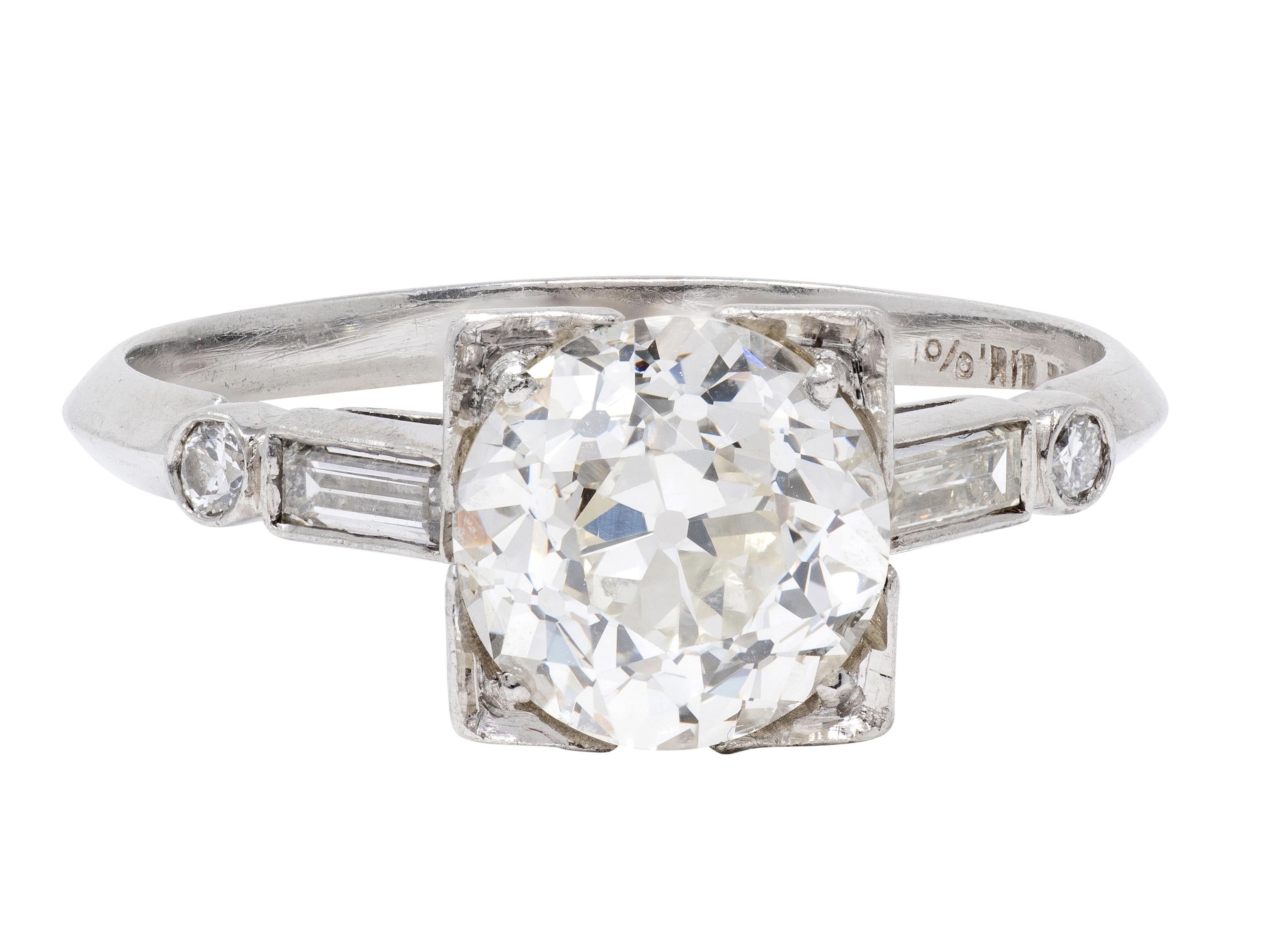 Mid-Century Old European Cut Diamond Platinum Vintage Engagement Ring