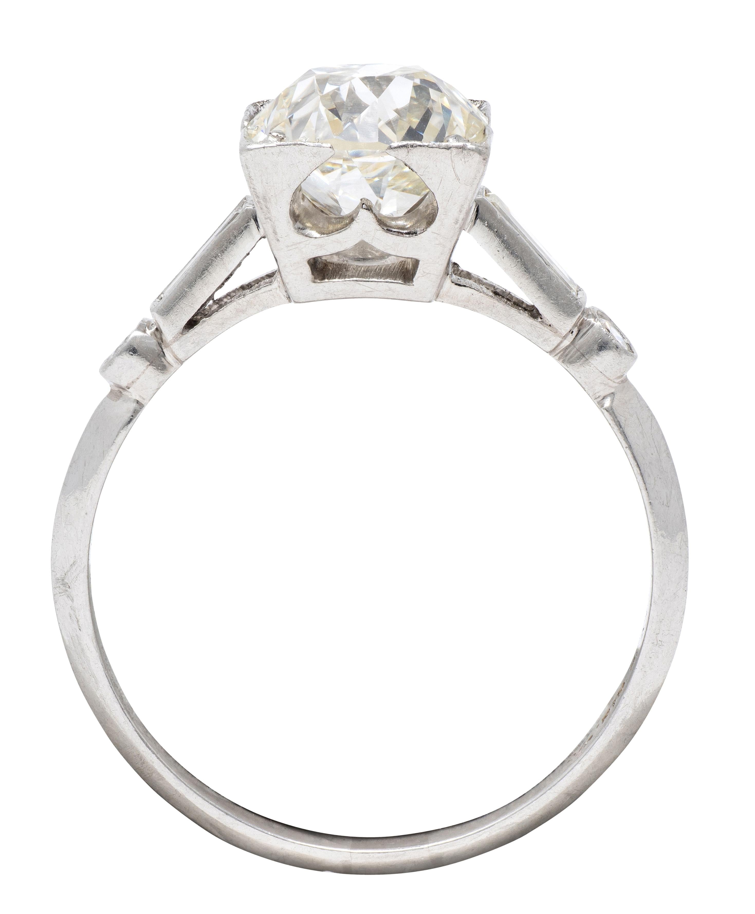 Mid-Century Old European Cut Diamond Platinum Vintage Engagement Ring