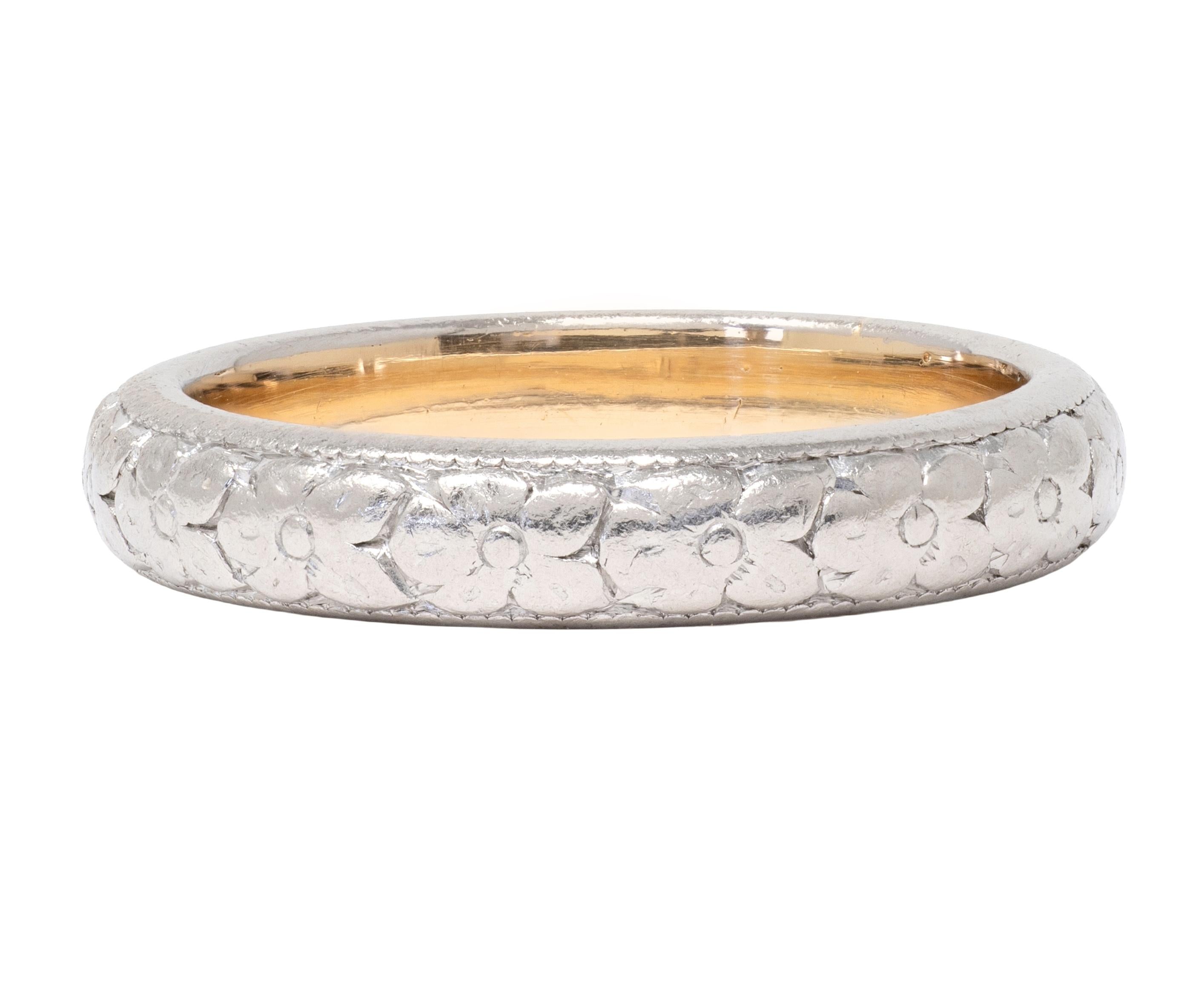 Art Deco 18 Karat Gold Platinum Vintage Orange Blossom Wedding Band Ring