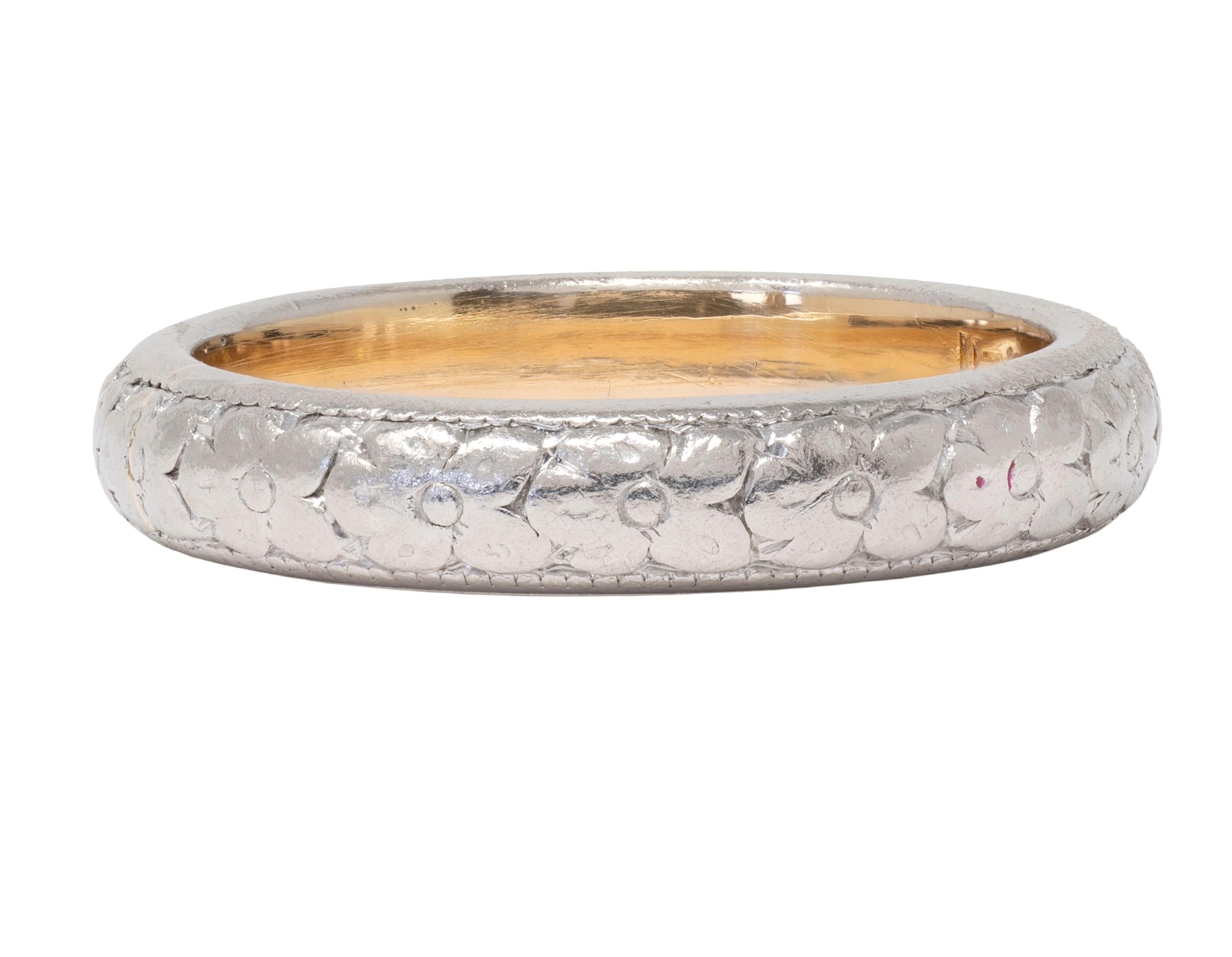 Art Deco 18 Karat Gold Platinum Vintage Orange Blossom Wedding Band Ring