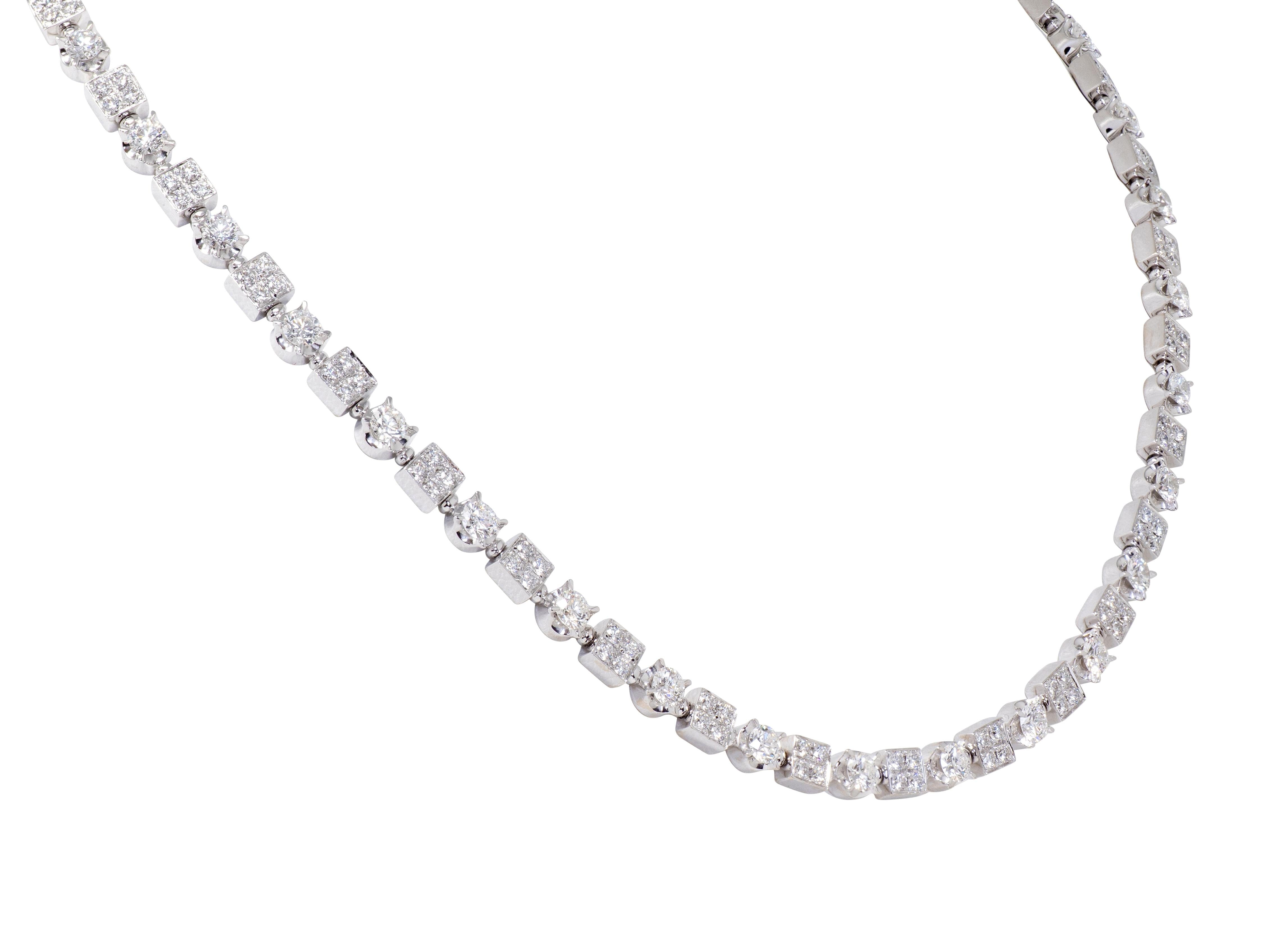 Bulgari 2014 8.40 CTW Diamond 18 Karat White Gold Lucea Tennis Necklace