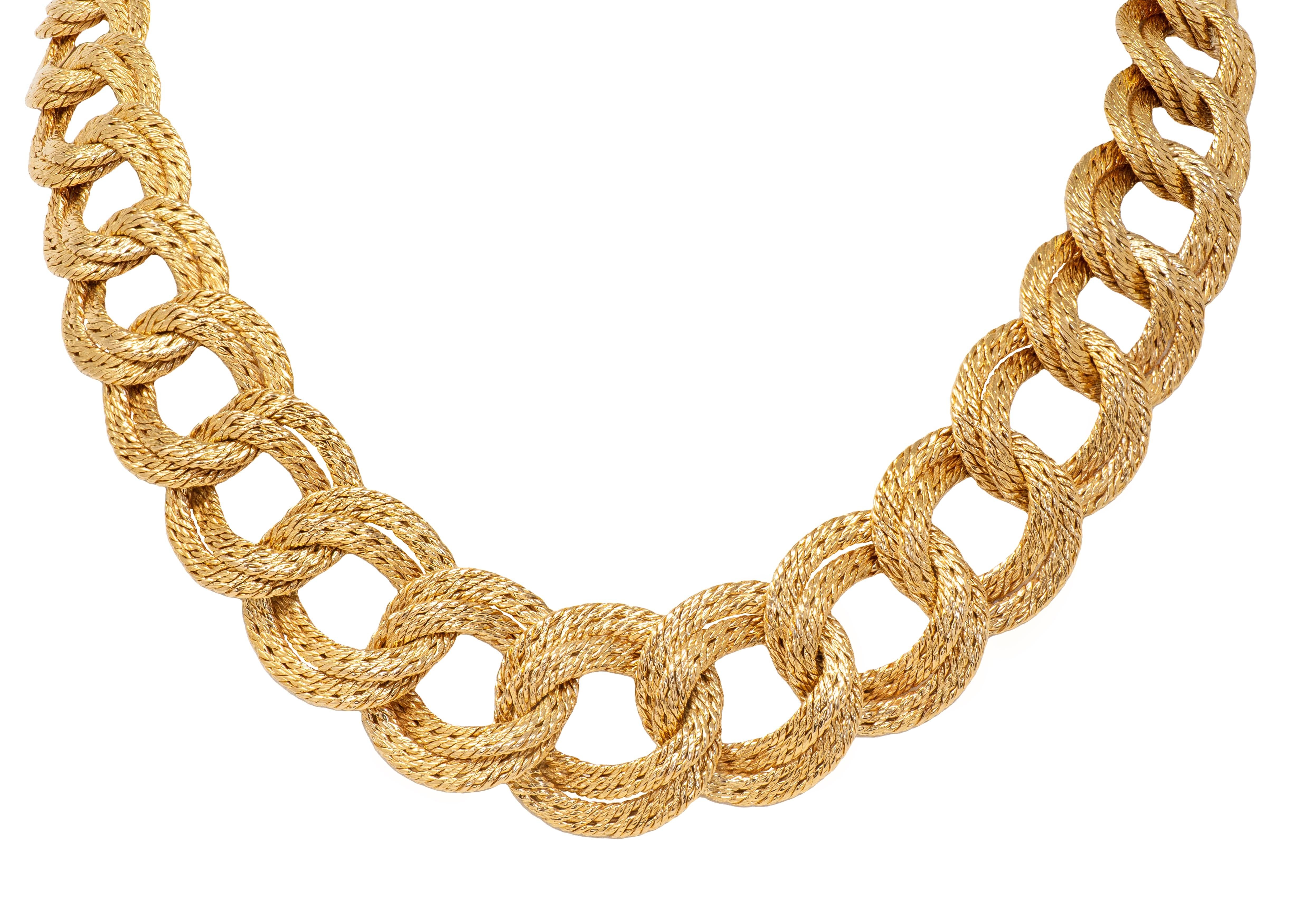 Georges L'Enfant French 1970's 18K Gold Vintage Mesh Curb Link Chain Necklace