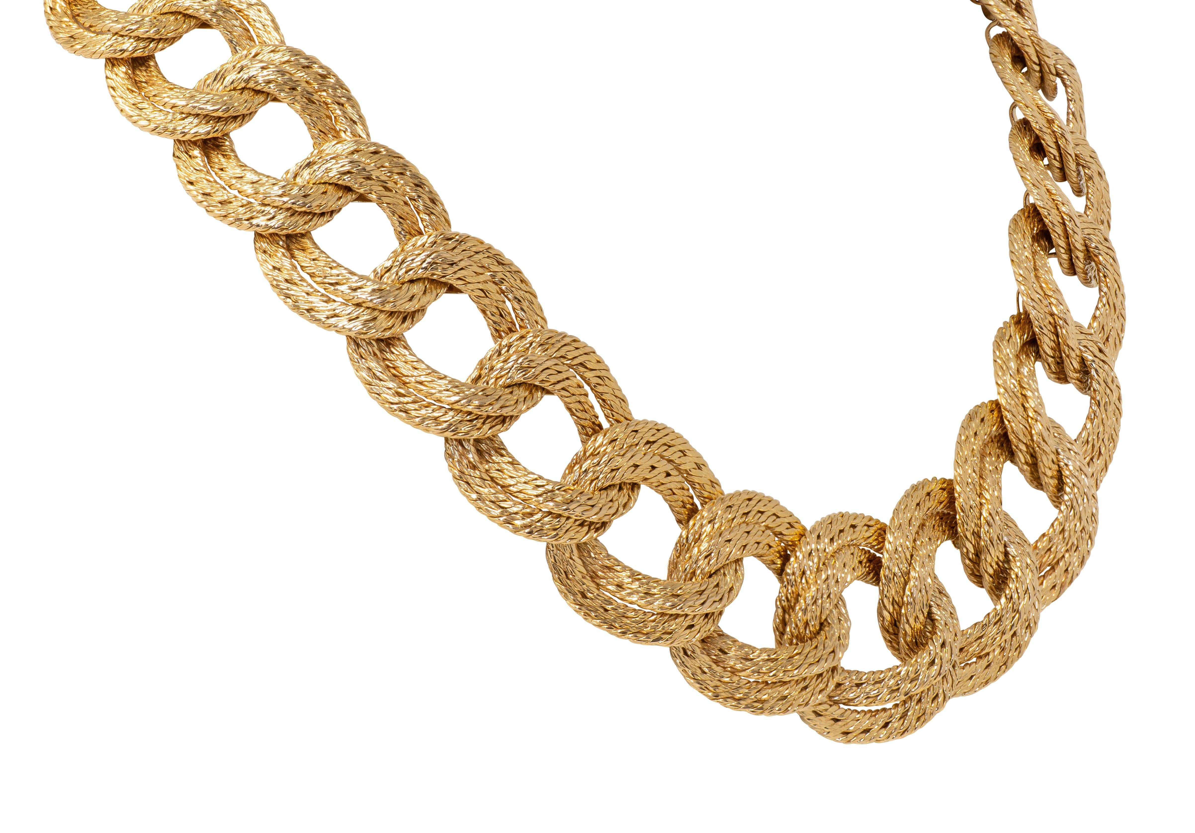 Georges L'Enfant French 1970's 18K Gold Vintage Mesh Curb Link Chain Necklace