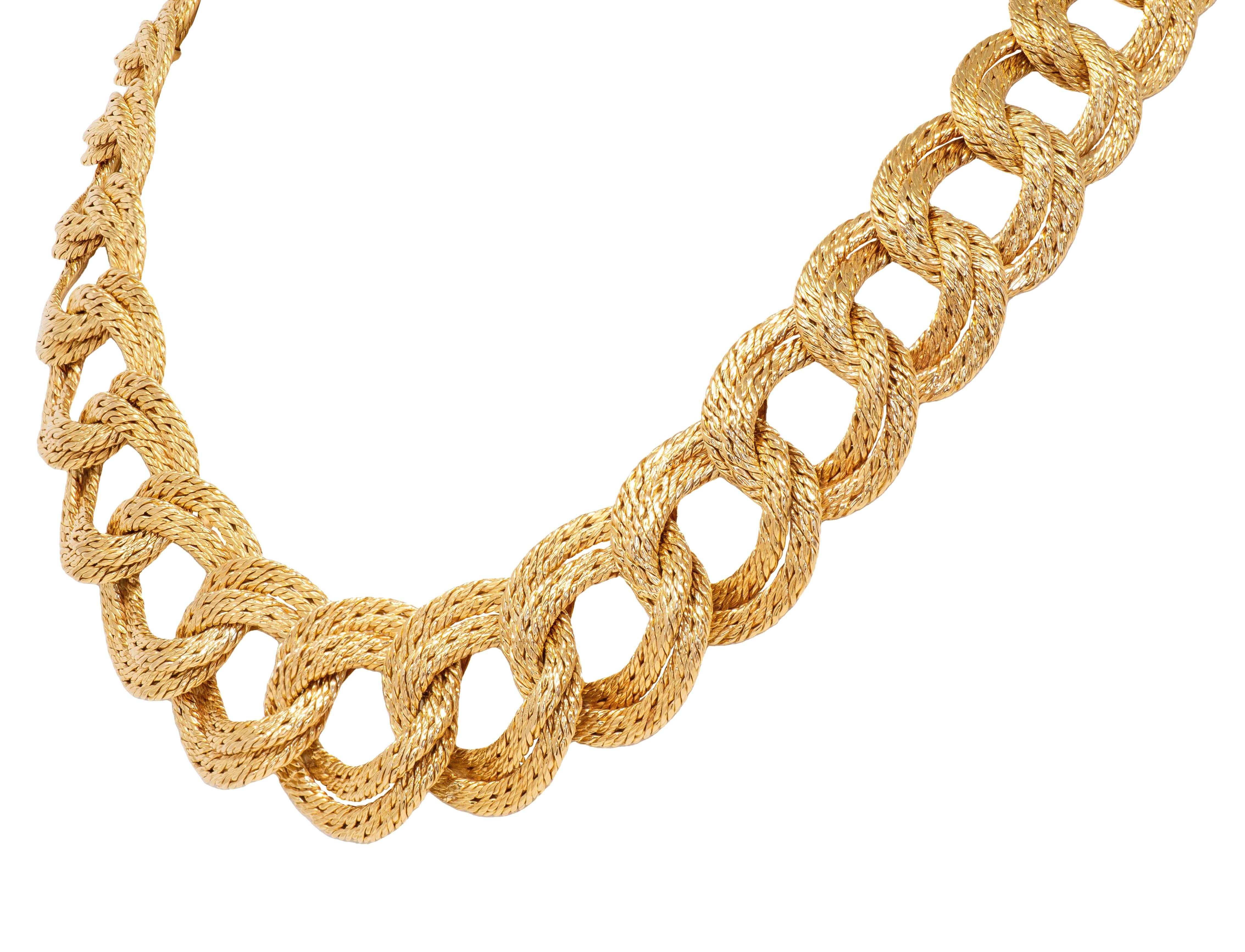 Georges L'Enfant French 1970's 18K Gold Vintage Mesh Curb Link Chain Necklace