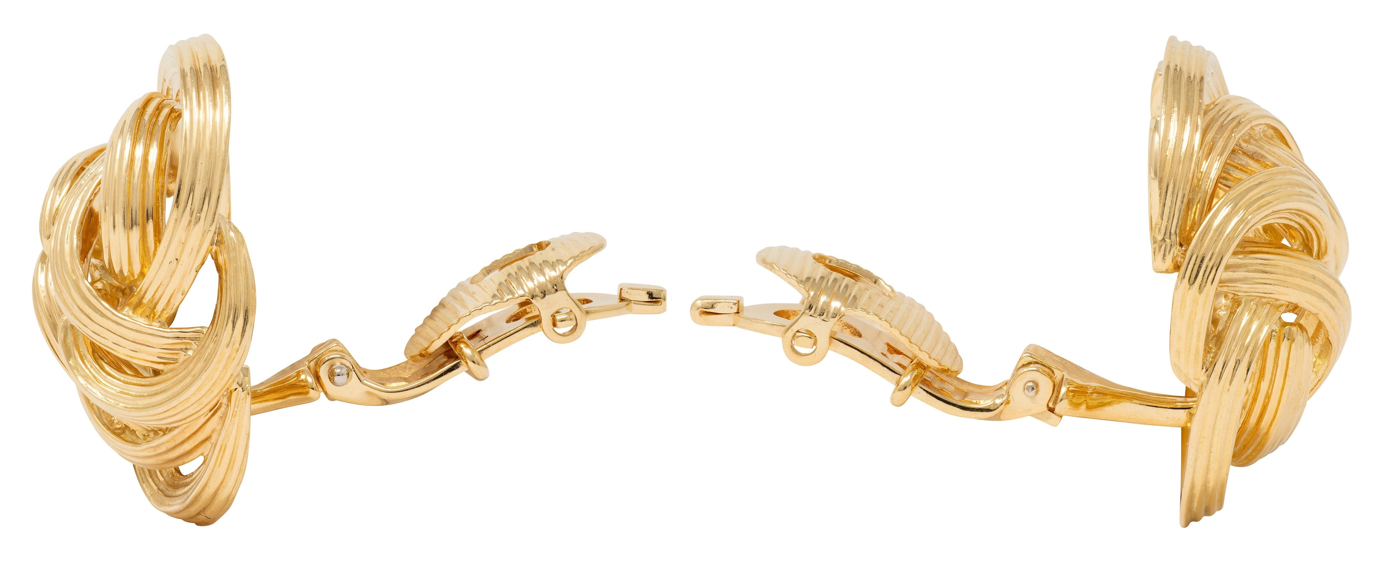 Tiffany & Co. 1960's 18 Karat Yellow Gold Vintage Knot Ear-Clip Earrings