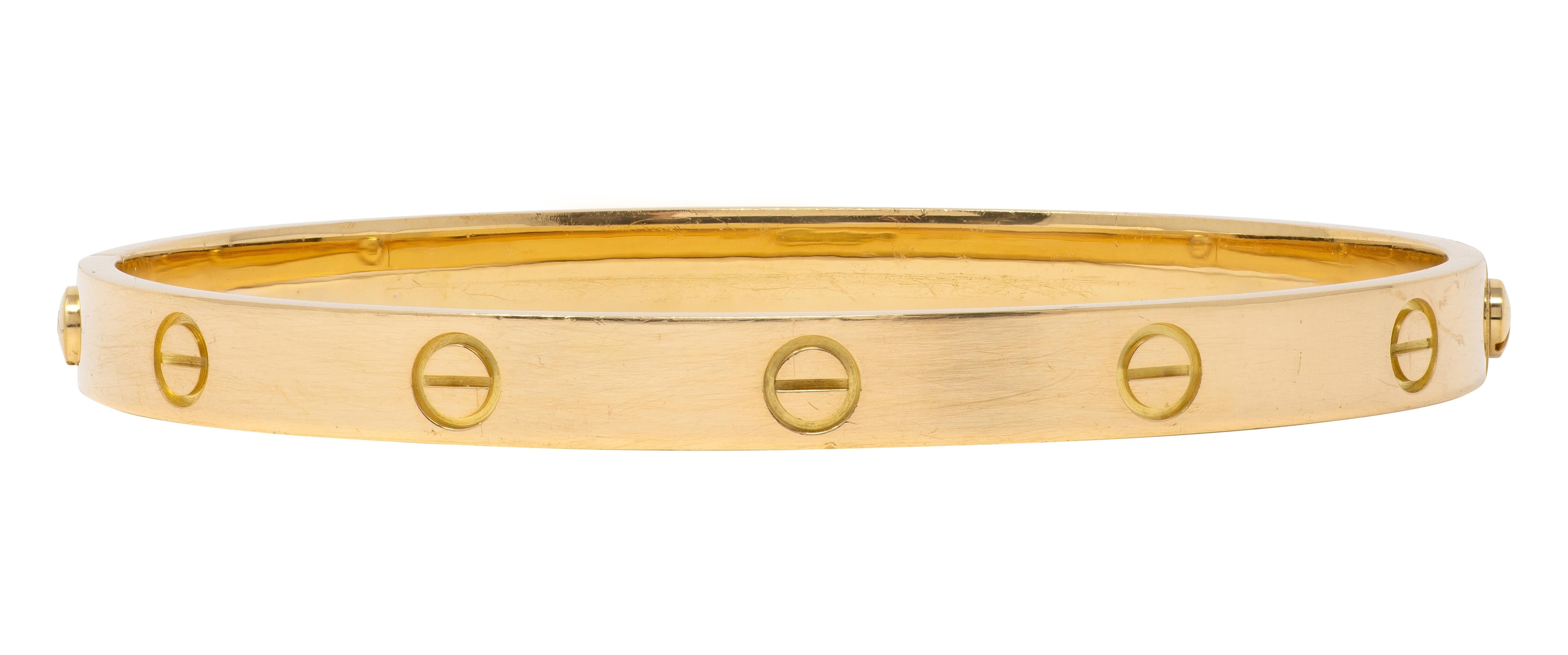 Cartier 1990's 18 Karat Yellow Gold Vintage Love Bangle Size 20 Bracelet