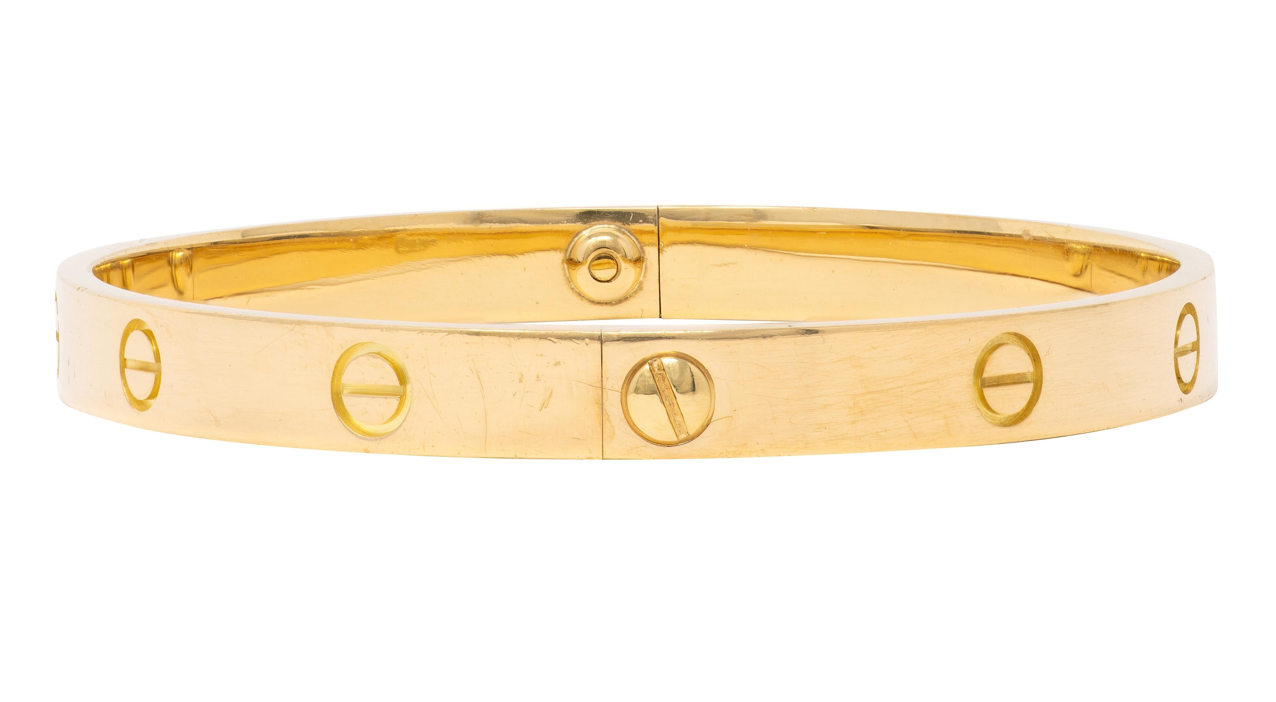 Cartier 1990's 18 Karat Yellow Gold Vintage Love Bangle Size 20 Bracelet