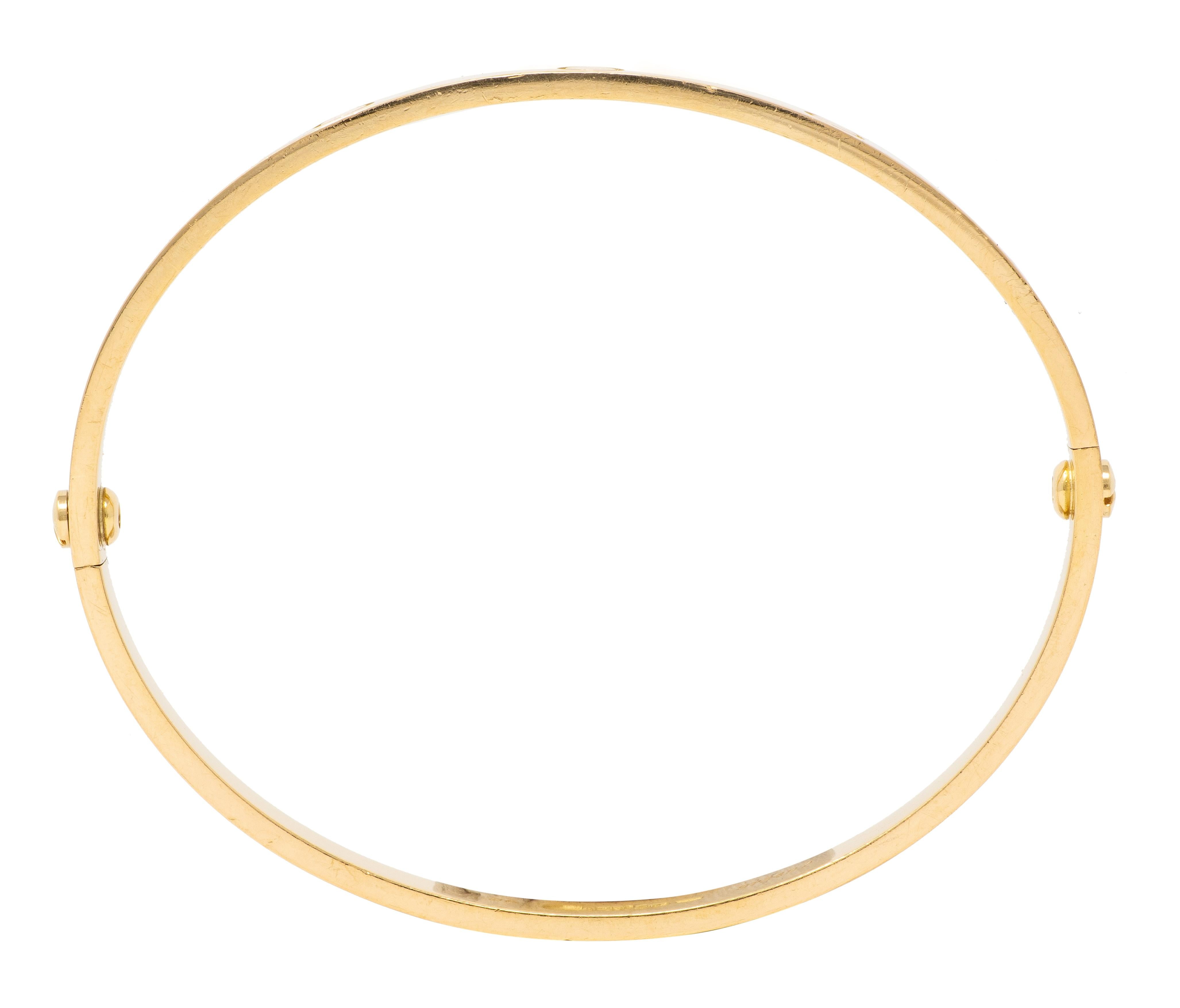 Cartier 1990's 18 Karat Yellow Gold Vintage Love Bangle Size 20 Bracelet