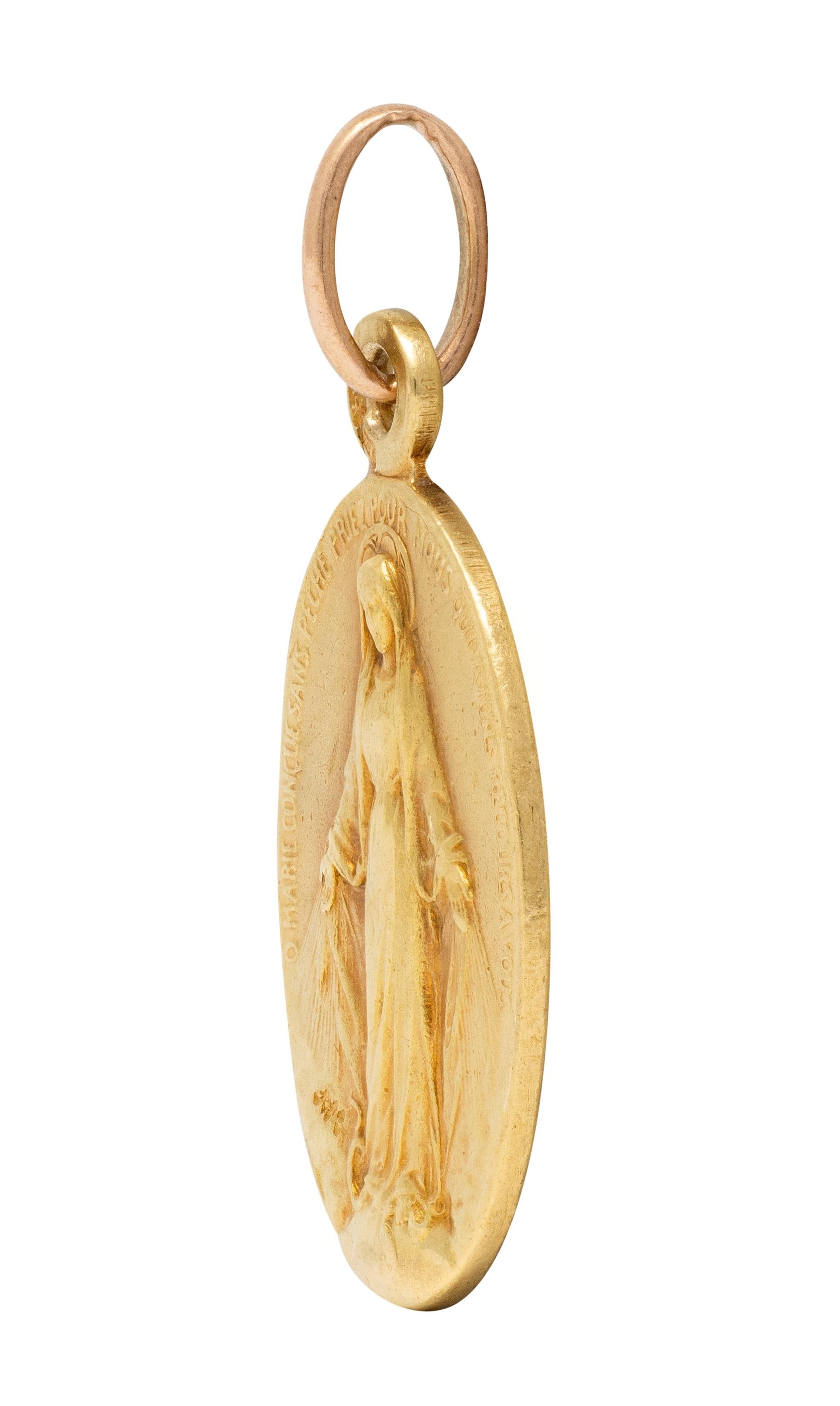 Cartier French 1930's 18 Karat Yellow Gold Vintage Miraculous Medal Pendant