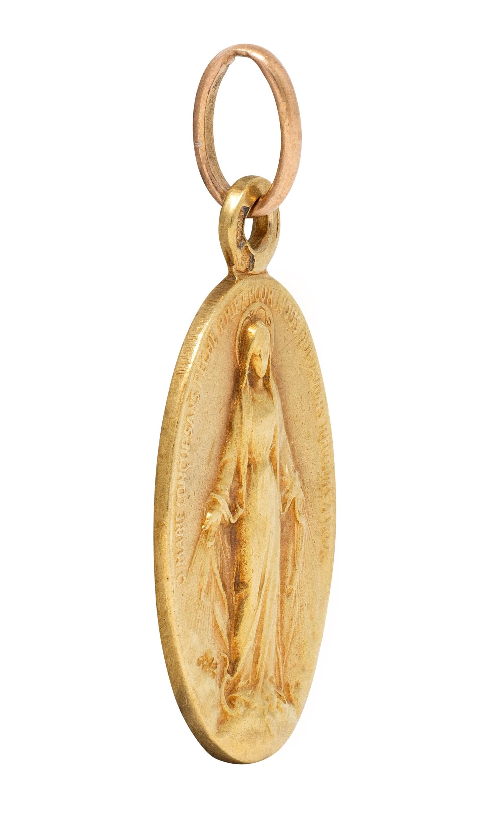 Cartier French 1930's 18 Karat Yellow Gold Vintage Miraculous Medal Pendant