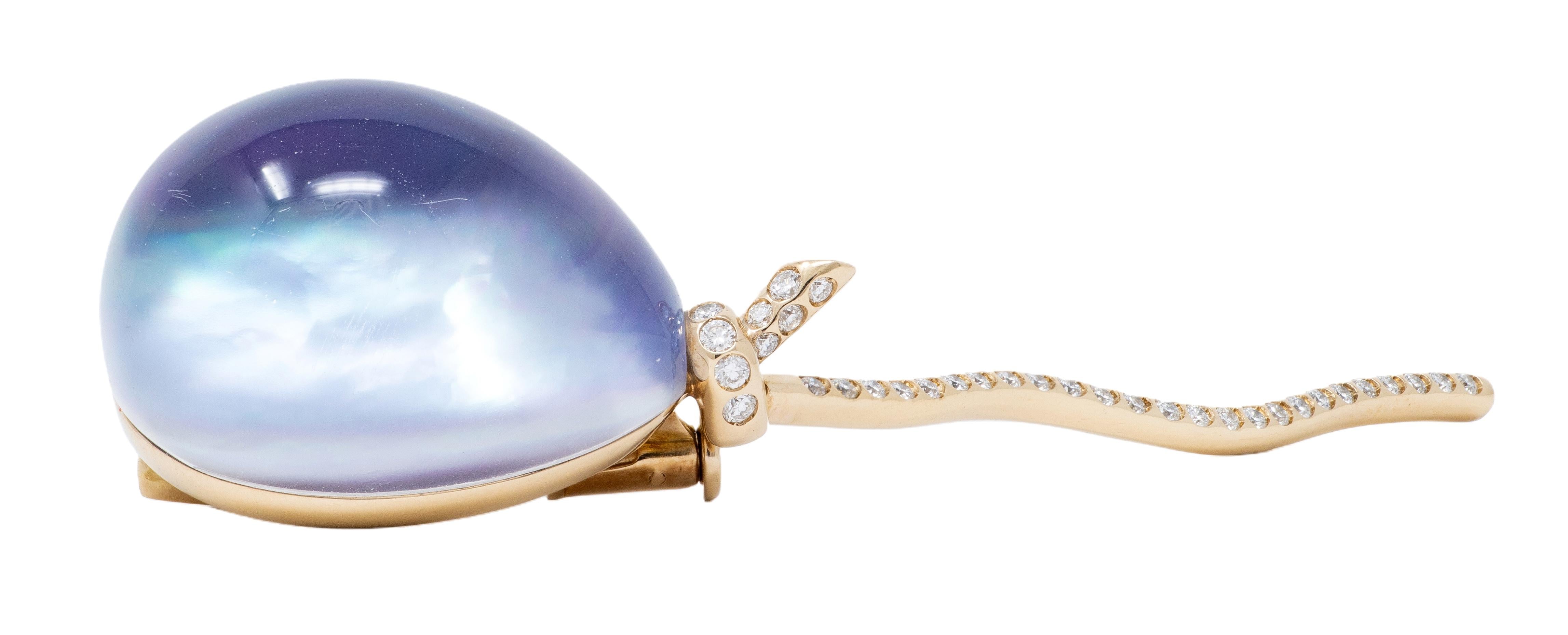 Vhernier Diamond Quartz Amethyst Mother-of-Pearl 18K Balloon Palloncino Brooch