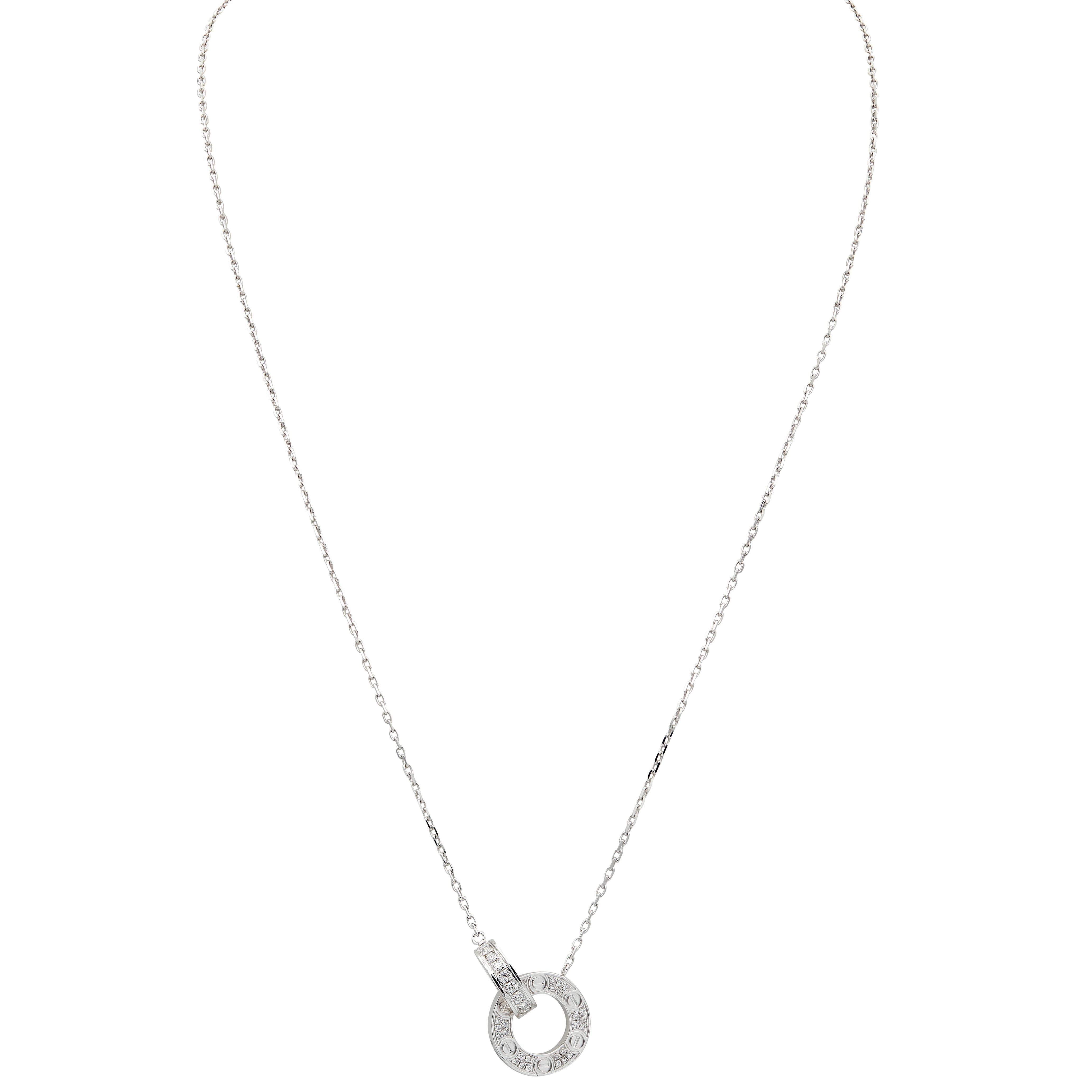 Cartier 2010's Diamond 18K Gold Contemporary Interlocking Love Station Necklace