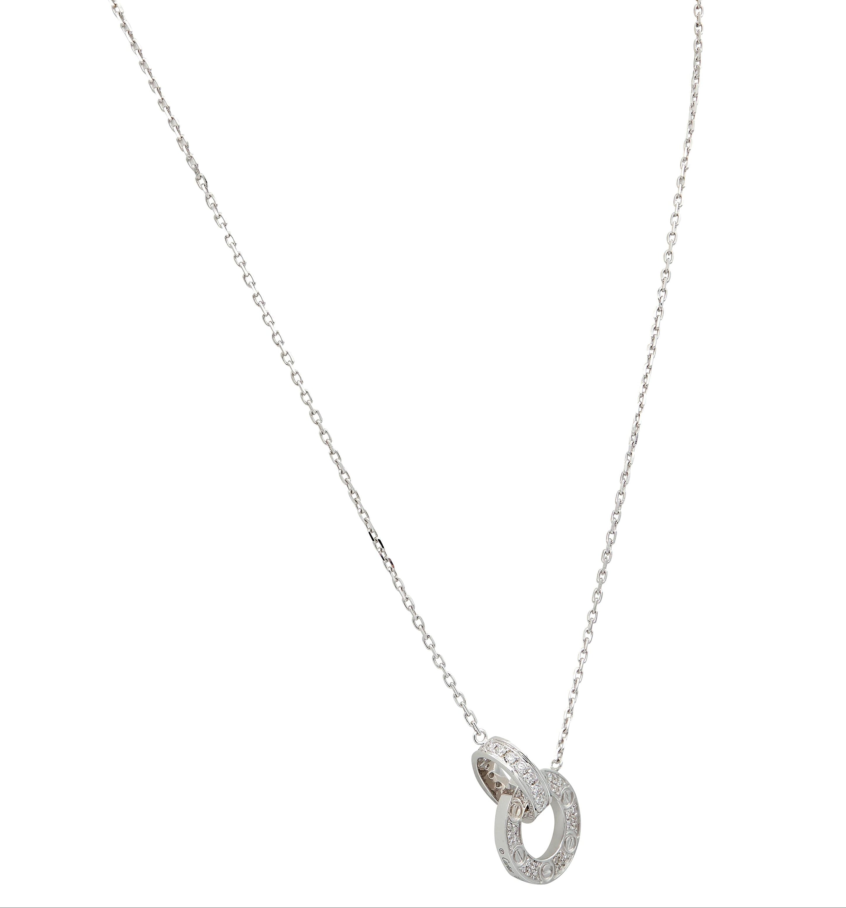 Cartier 2010's Diamond 18K Gold Contemporary Interlocking Love Station Necklace