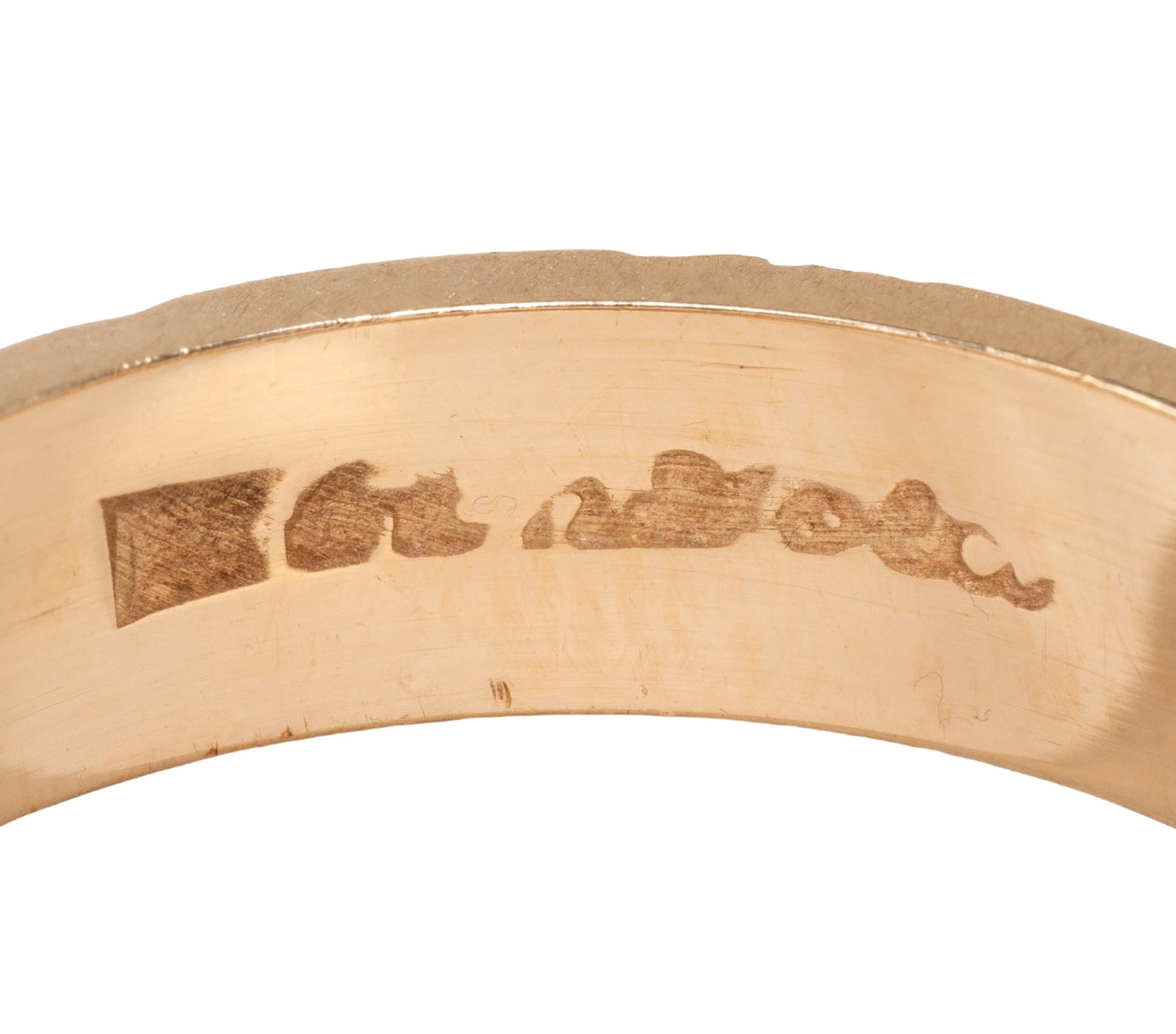 1970's 14 Karat Yellow Gold Vintage Scrolling Unisex Men's Wedding Band Ring