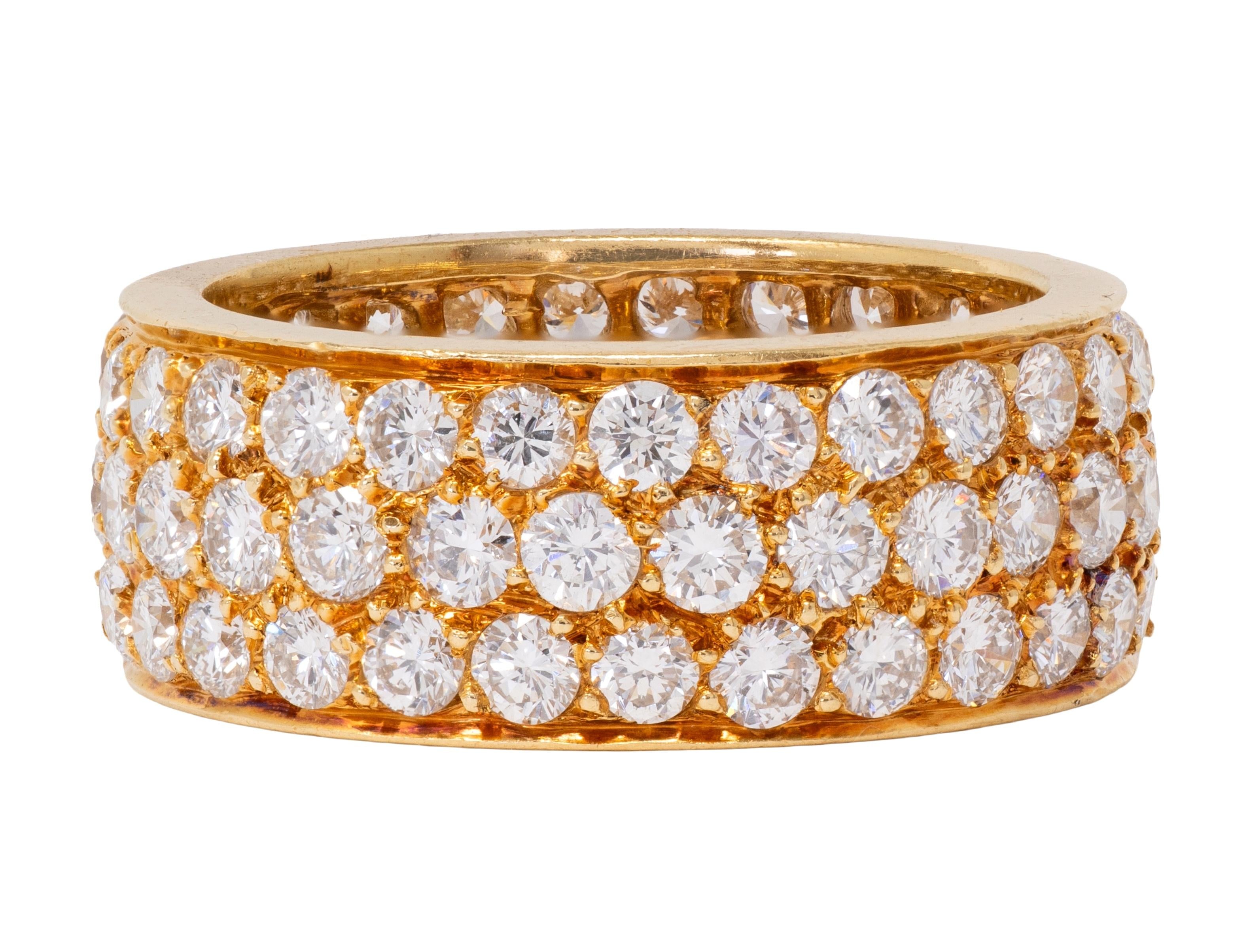 Van Cleef & Arpels 1980's Diamond 18K Yellow Gold Vintage Pavé Band Ring