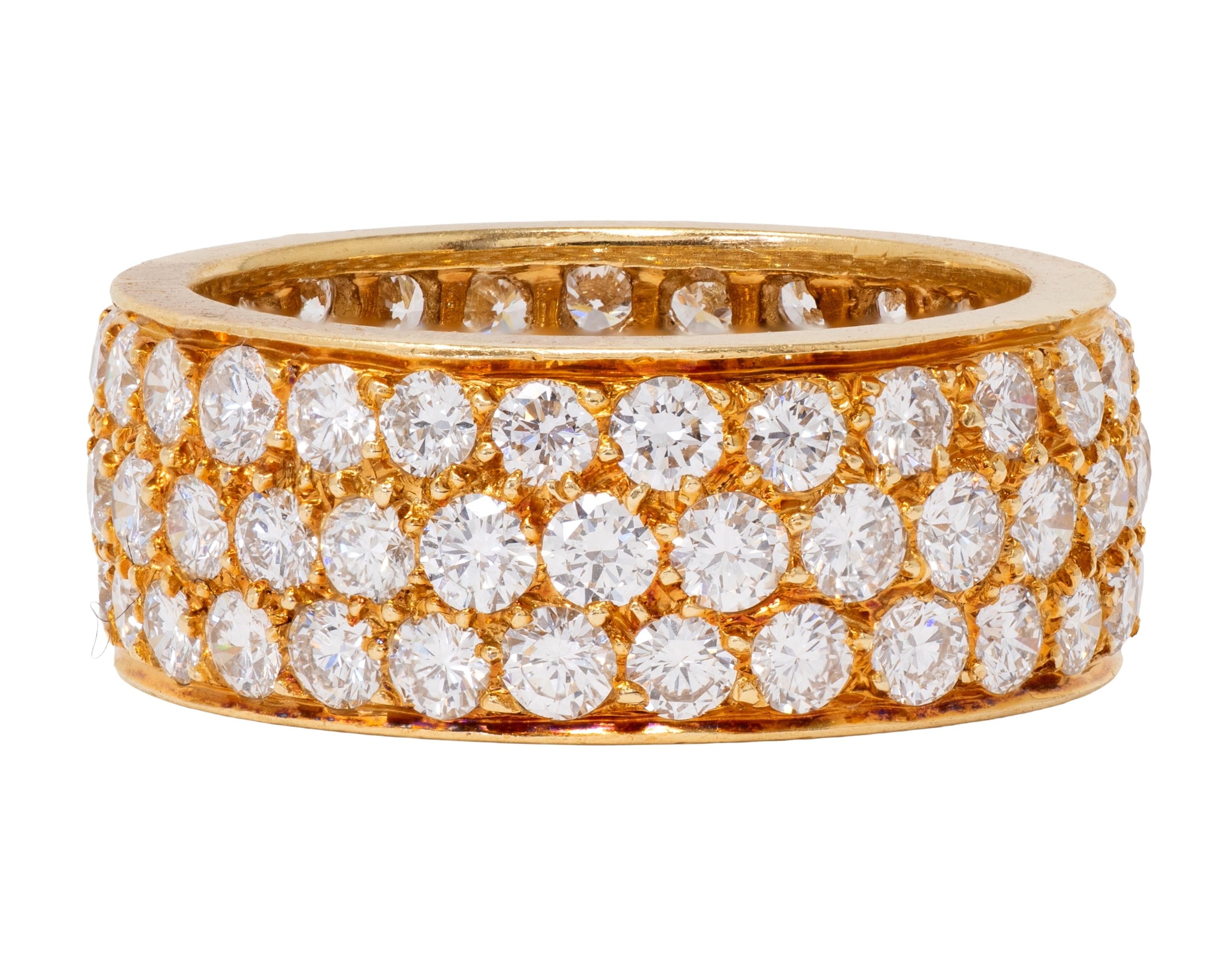 Van Cleef & Arpels 1980's Diamond 18K Yellow Gold Vintage Pavé Band Ring