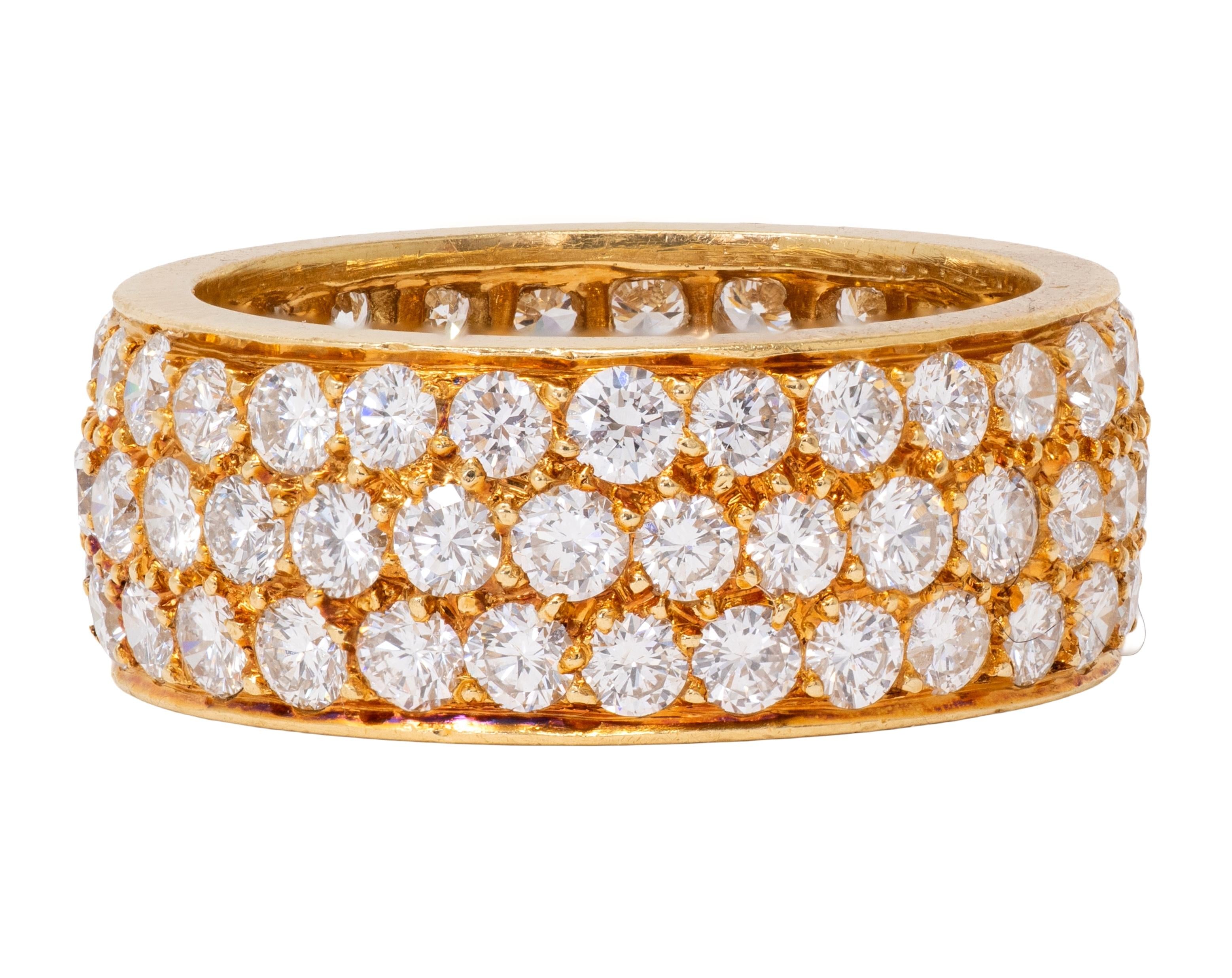 Van Cleef & Arpels 1980's Diamond 18K Yellow Gold Vintage Pavé Band Ring